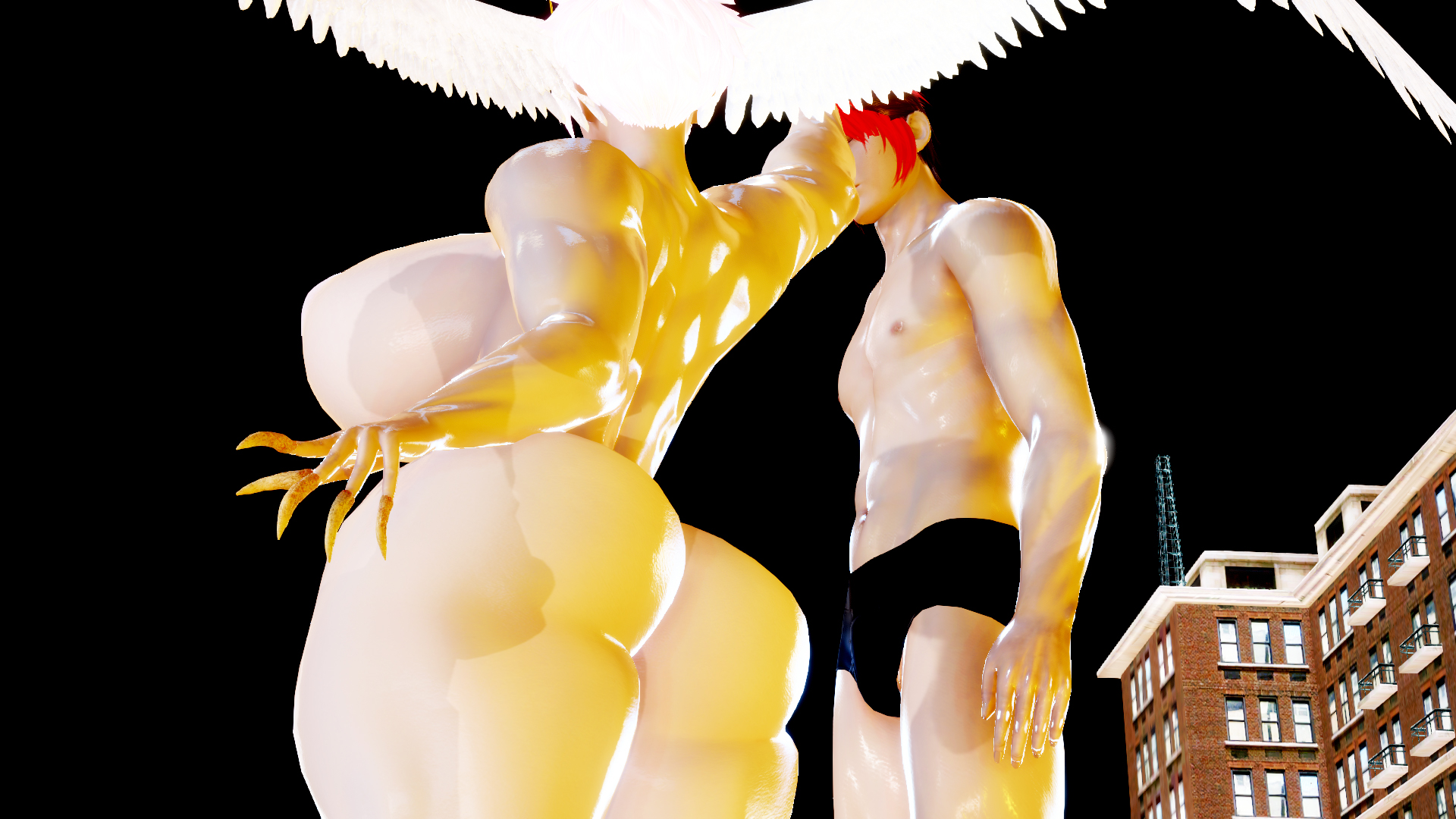 sirene, <b>devilman</b>, <b>devilman</b> crybaby, 3d, 1boy, 1boy1girl, 1girls, ass, athle...