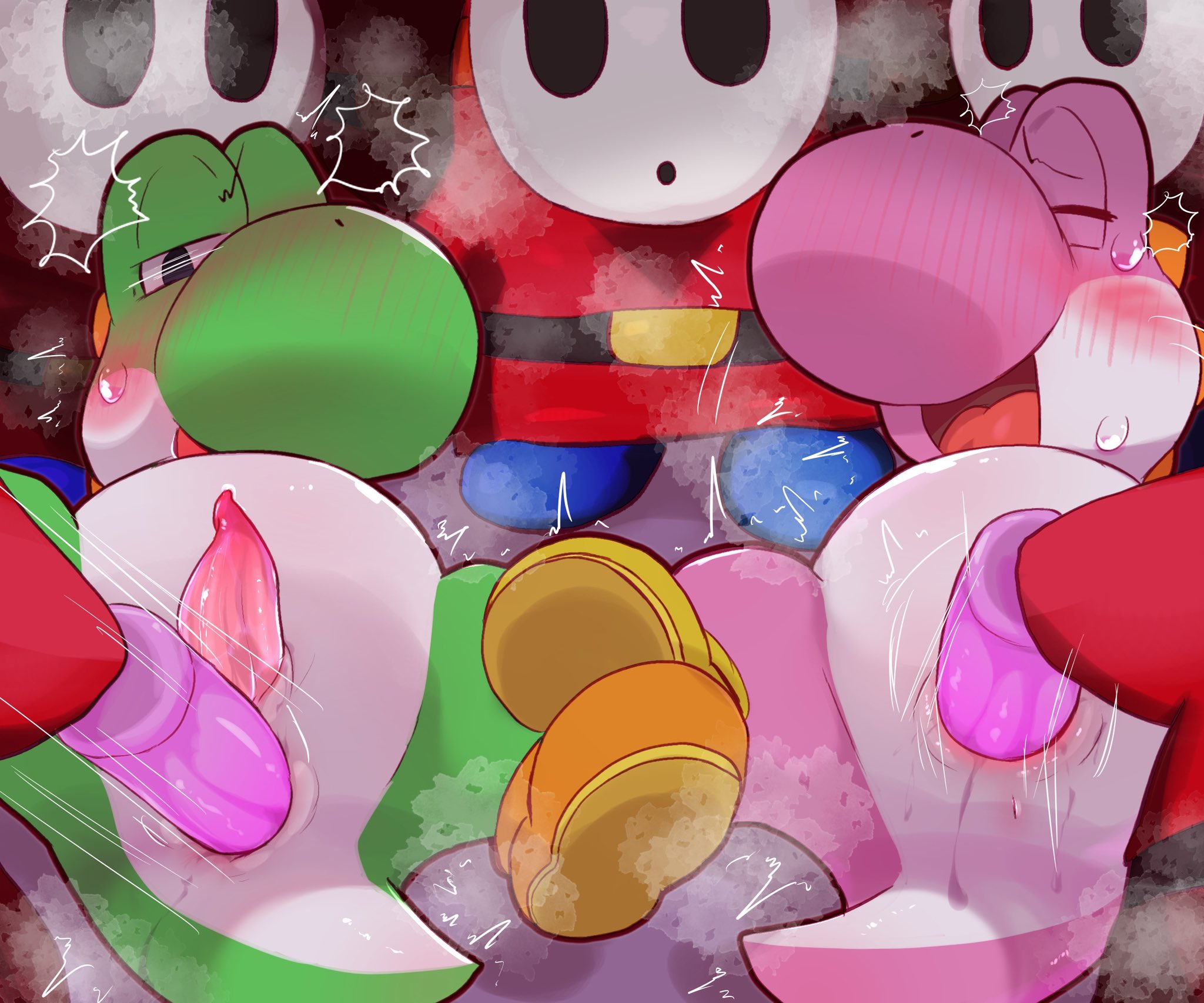 Rule34 - If it exists, there is porn of it / green yoshi, pink yoshi, shy  guy, white mask, yoshi / 8259965