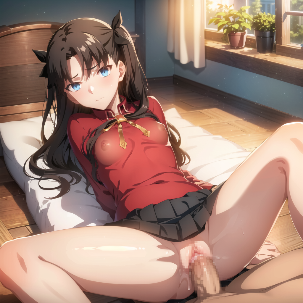 tohsaka rin, <b>fate</b>/<b>stay</b> <b>night</b>, <b>fate</b> (<b>series</b>), 1boy, 1boy1girl, 1girls, ai ge...