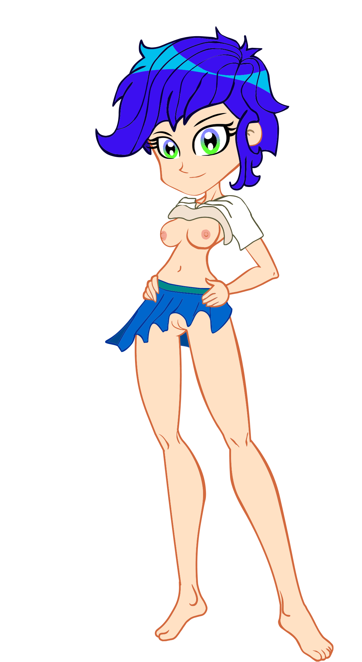 pikotime, color, colored, tagme, blue hair, girly, half naked, half nude, l...