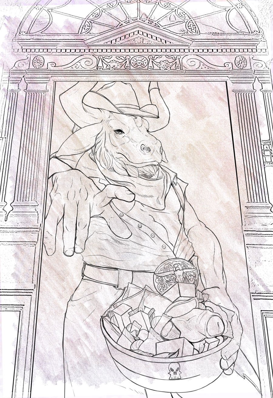 anthro, bovine, bull, doe-eyed-monster, doeeyed monster, erection, male, male only, minotaur, penis, 