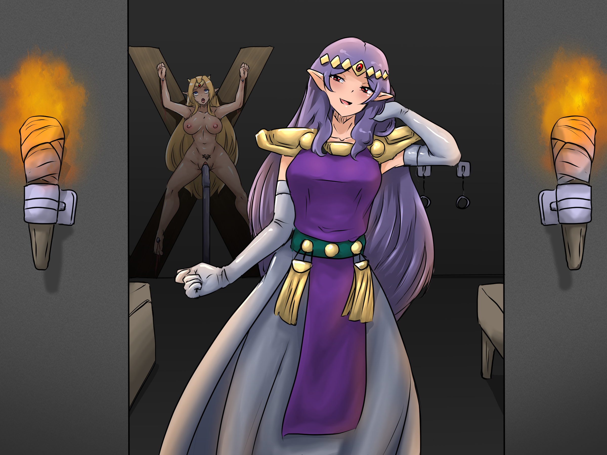 2girls a_link_between_worlds alte-rie arms_up athletic athletic_female bad_end bondage bound breasts captured captured_heroine clothing comic cross crucifixion damsel_in_distress defeated defeated_heroine domination dress dungeon enslaved enslaved_royal female female/female female_focus female_only femdom femsub forced_exposure forced_submission game_over happy_female helpless humiliation kidnapped large_breasts multiple_females multiple_girls nailed nailed_to_cross nude peril princess princess_hilda princess_zelda prisoner punishment resisting resisting_orgasm restrained royalty sad sad_sub sex_slave shackles slave slave_girl slaver story submissive submissive_female the_legend_of_zelda the_legend_of_zelda:_a_link_between_worlds torch torture_chamber uncomfortable unhappy unhappy_female villainess worried zelda_(a_link_between_worlds)