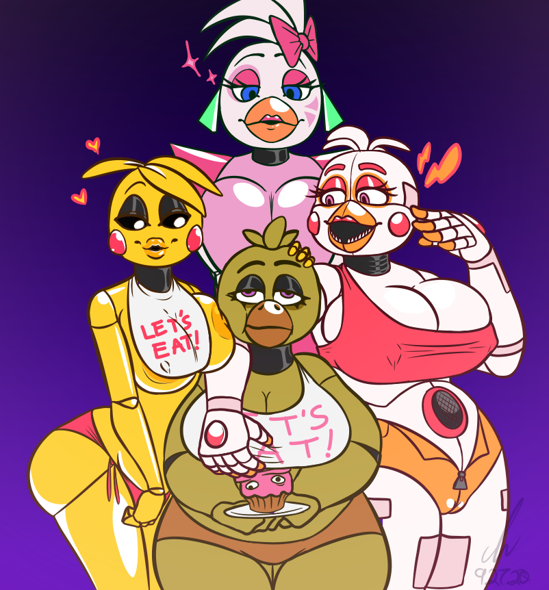 chica the chicken, funtime chica (fnaf), toy chica (fnaf), glamrock chica (...