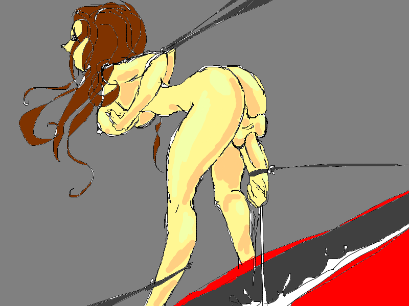 sketch, balls, bondage, cumshot, drawn with paint, futa, futanari, intersex, scrabbling, 