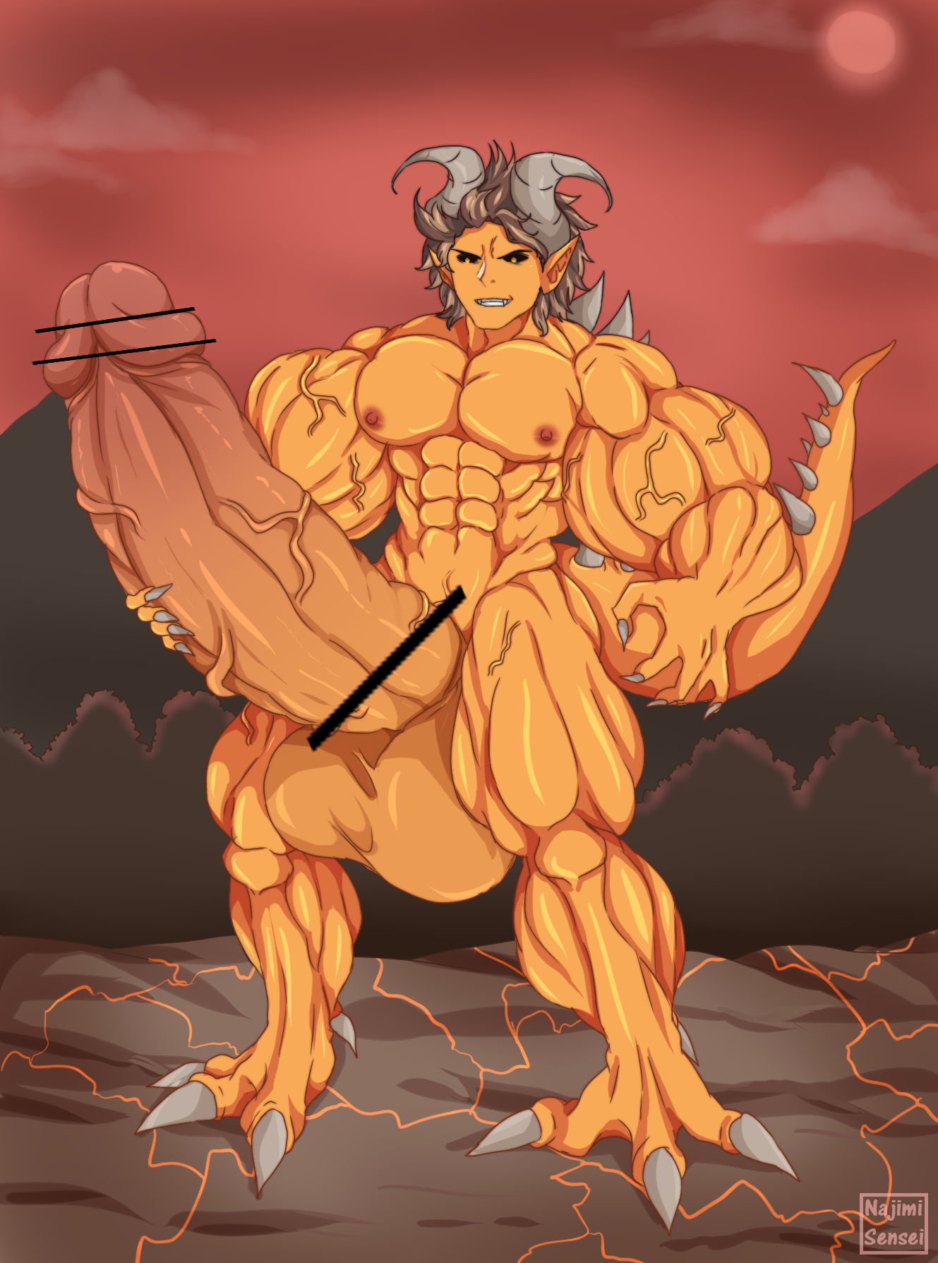 najimi-sensei, tagme, demon, erection, hyper penis.