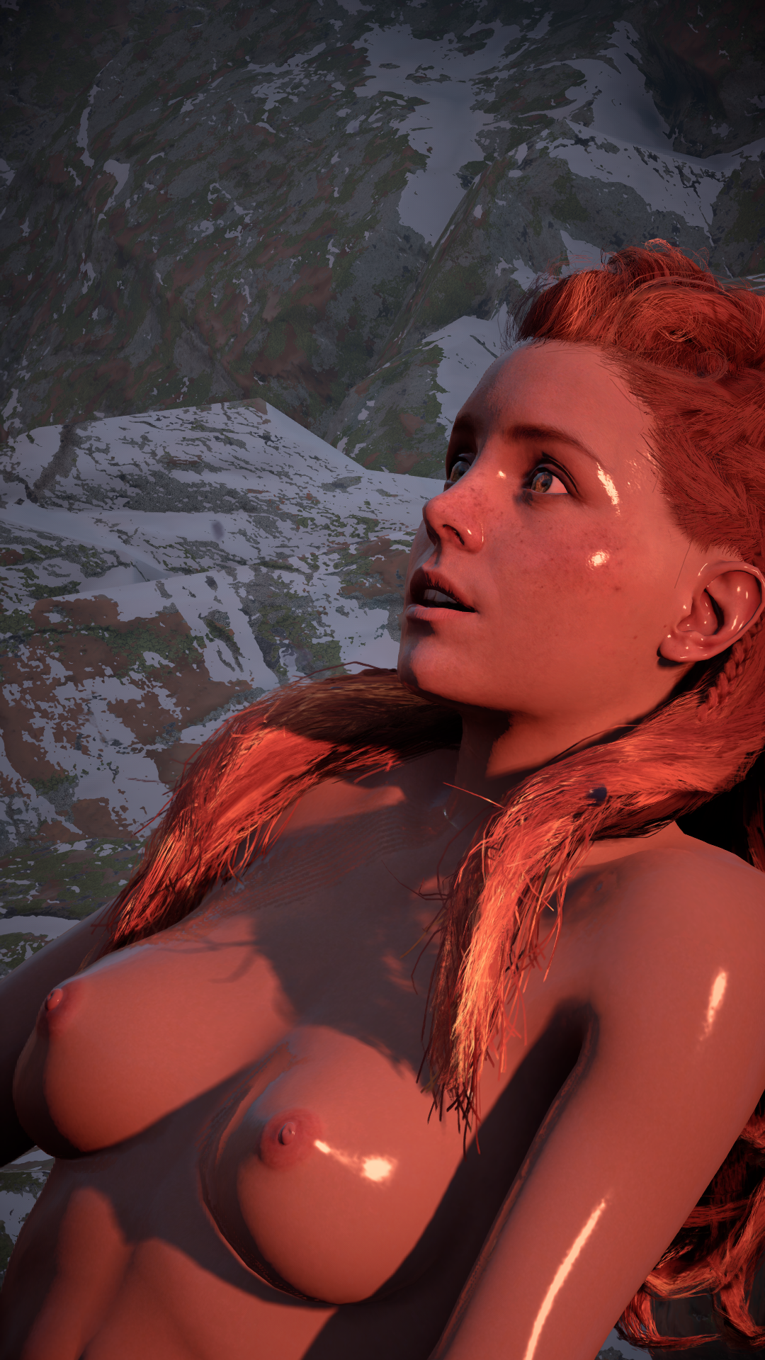 aloy, <b>horizon</b> <b>zero</b> <b>dawn</b>, bathing, breasts, ginger, ginger hair, <b>horizon</b> for...