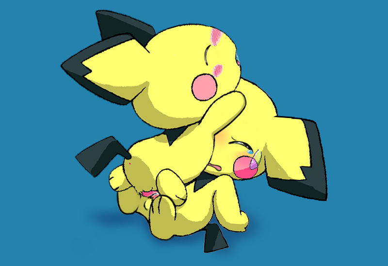 pichu, pokemon gsc, blue background, 2boys, blush, closed eyes, male, male ...