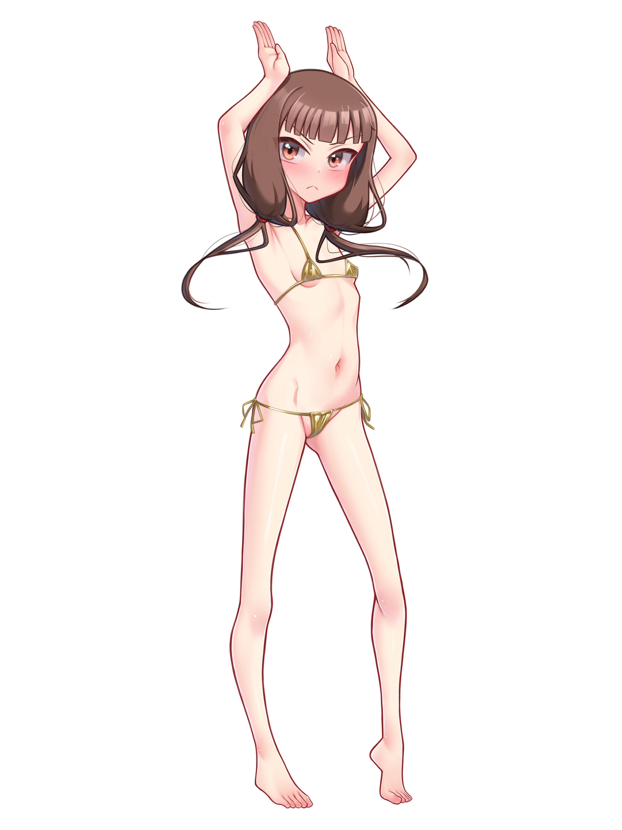 1girls arched_soles arm_above_head arm_up armpit armpit_crease armpit_peek armpits arms_above_head arms_up bare_armpits bare_arms bare_belly bare_calves bare_chest bare_hands bare_hips bare_knees bare_legs bare_midriff bare_navel bare_shoulders bare_skin bare_soles bare_thighs bare_toes barefoot belly belly_button bikini bikini_bottom bikini_only bikini_top blunt_bangs blush blush_face blushing_at_viewer blushing_female breasts brown_eyebrows brown_eyes brown_eyes_female brown_hair brown_hair_female calves collarbone digital digital_art digital_drawing digital_drawing_(artwork) digital_media digital_media_(artwork) elbows embarrassed embarrassed_exposed_female embarrassed_expression embarrassed_female embarrassed_nude_female exposed_armpits exposed_arms exposed_belly exposed_chest exposed_hips exposed_legs exposed_midriff exposed_navel exposed_shoulders exposed_skin exposed_thighs exposed_toes feet female female_focus female_only fingers flustered flustered_female frown frown_eyebrows frowning frowning_at_viewer full_body gold_bikini gold_bikini_bottom gold_bikini_top gold_string_bikini gold_swimsuit gold_swimwear groin hairless_armpits halterneck hand_above_head hand_up hands_above_head hands_up high_resolution high_school_student highres iino_miko inframammary_fold inguinal_crease inguinal_ligament kaguya-sama_wa_kokurasetai_~tensai-tachi_no_renai_zunousen~ knees lean_figure legs linea_alba long_hair looking_at_viewer micro_bikini midriff moriforests narrow_waist navel nipple_bulge petite petite_body petite_breasts petite_female petite_girl petite_tits pussy rabbit_pose ribs school_girl shaved_armpits shoulders side-tie_bikini simple_background skinny skinny_female skinny_girl skinny_waist slender_body slender_waist slim_waist small_breasts solo standing stomach string_bikini swimsuit swimwear teen_girl teenage_girl teenager thighs thong_bikini tiptoes toes twintails twintails_(hairstyle) white_background young_female young_woman