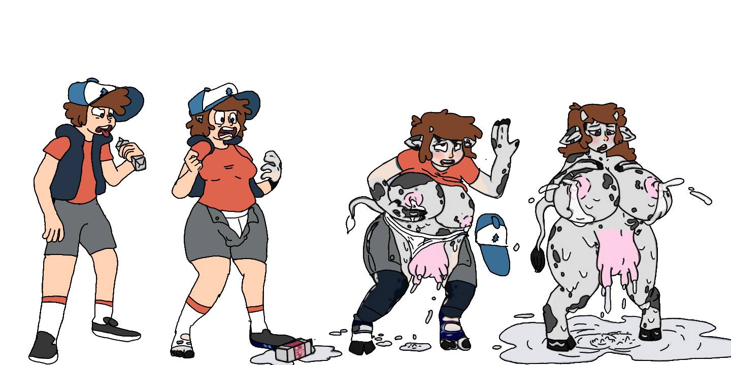dipper pines, gravity falls, rule 63, cow girl, cow transformation, gender ...