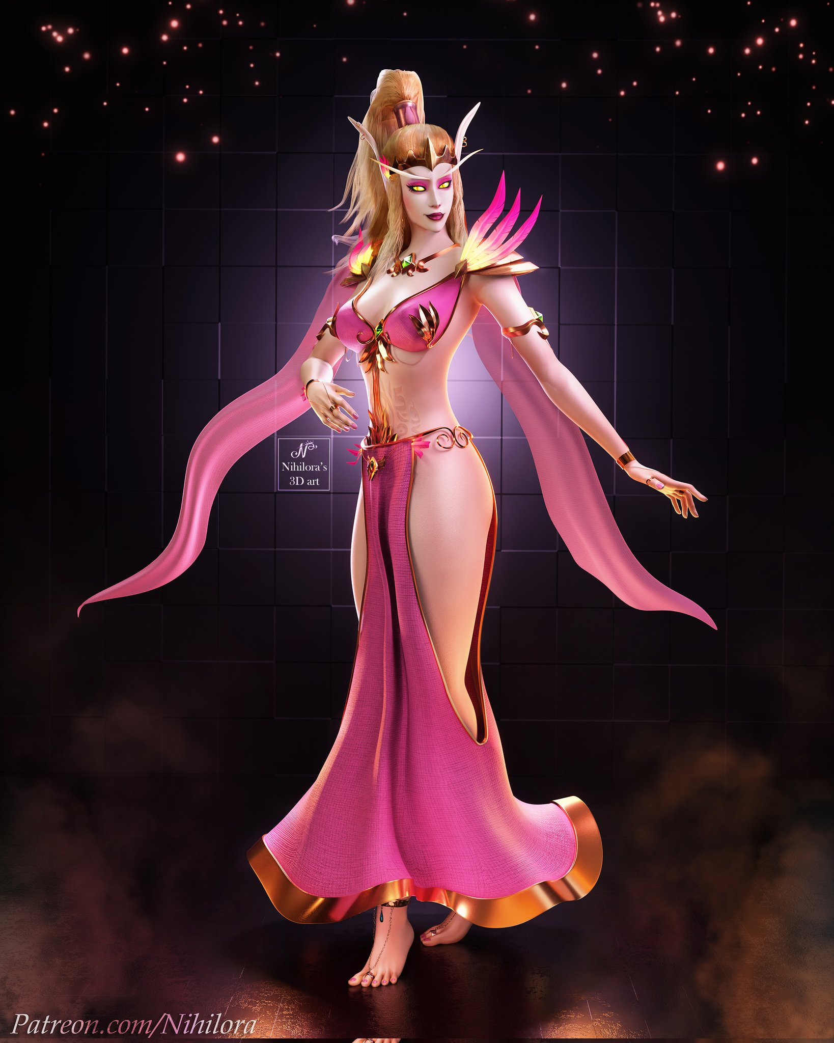 1girls anklet barefoot blonde_hair blood_elf blood_elf_female breasts clothed clothed_female curvy curvy_body curvy_female curvy_figure curvy_hips curvy_thighs dress elf feet female female_only harem_girl harem_outfit hips jewelry legs light-skinned_female light_skin loincloth pale-skinned_female pale_skin pose posing solo thighs toe_ring toes warcraft world_of_warcraft wow yellow_eyes