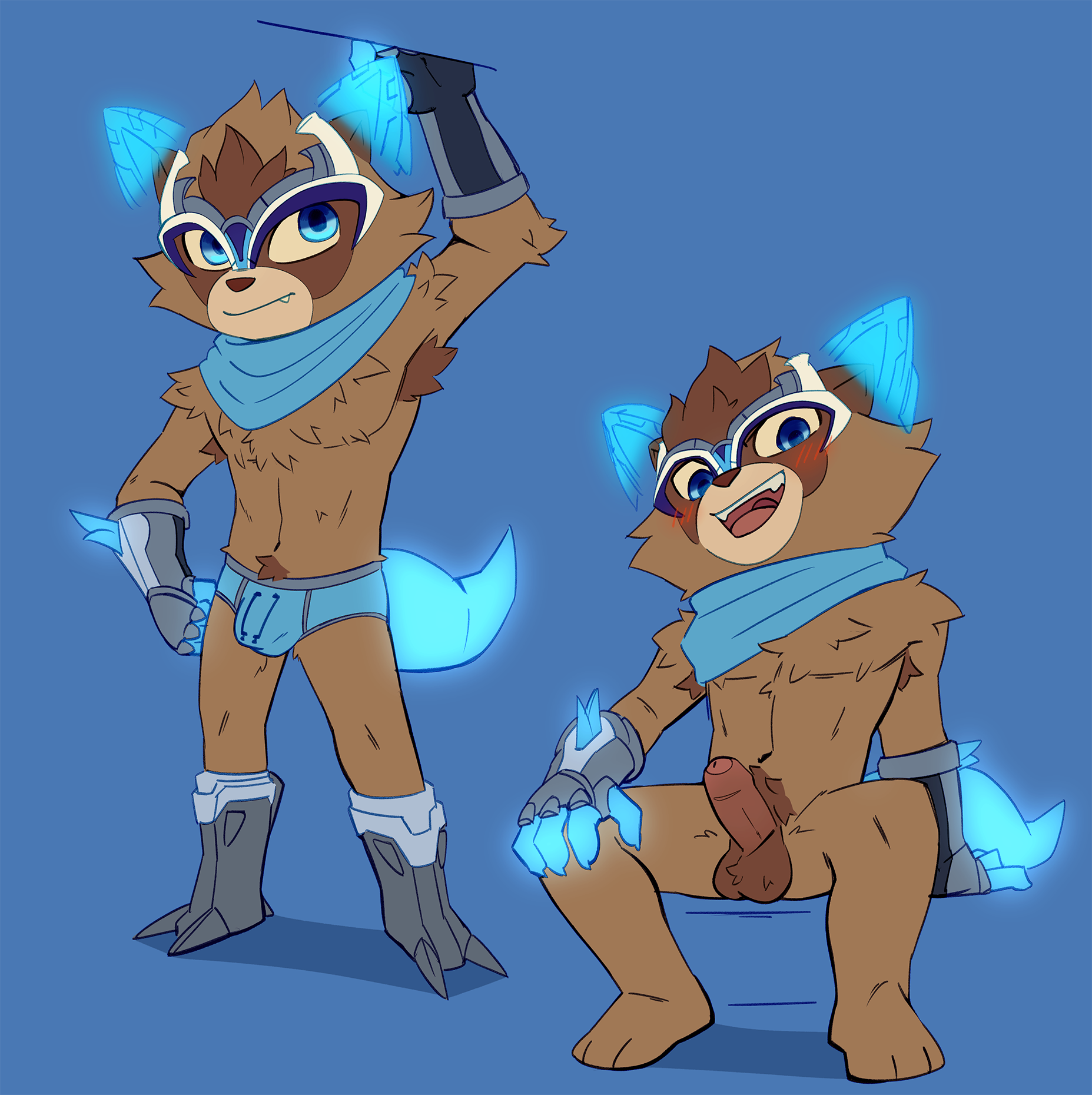 kennen, yordle, league of legends, riot games, anthro, blush, bulge, furry, furry only, hatakerub, small balls, small penis, smaller male, solo, solo male, underwear, 