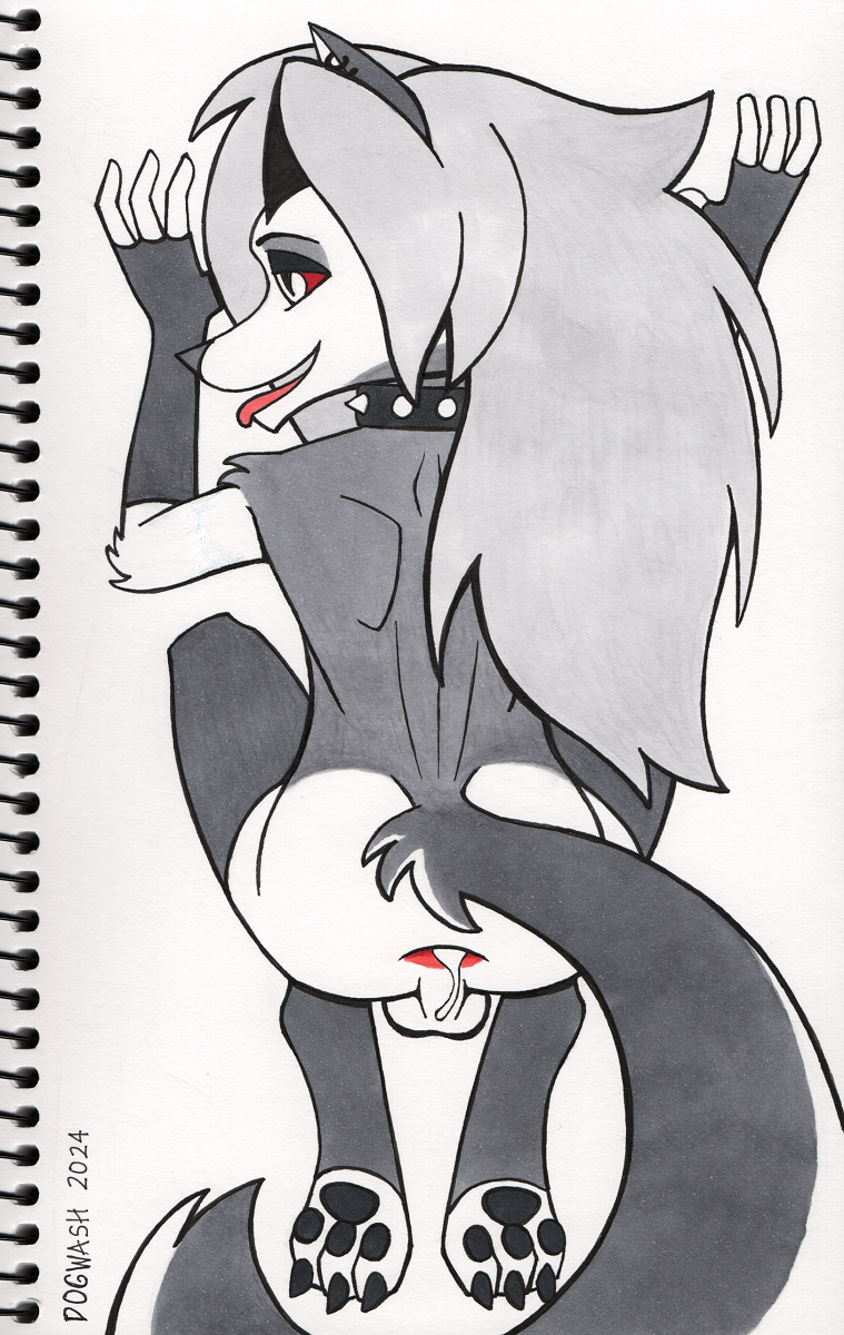 2024 after_anal after_sex anthro anus armwear ass balls big_tail bodily_fluids canid canid_demon canine claws clothing collar cum cum_in_ass cum_inside demon dogwash ear_piercing ear_ring femboy ftm_crossgender gaping gaping_anus genderswap genderswap_(ftm) genital_fluids genitals hellhound helluva_boss hi_res leaking_cum legwear loona_(helluva_boss) male male_loona mammal marker_(artwork) mythological_canine mythological_creature mythology pawpads perineum piercing ring_piercing rule_63 smile solo spiked_collar spikes stockings tail toe_claws tongue tongue_out traditional_media_(artwork)
