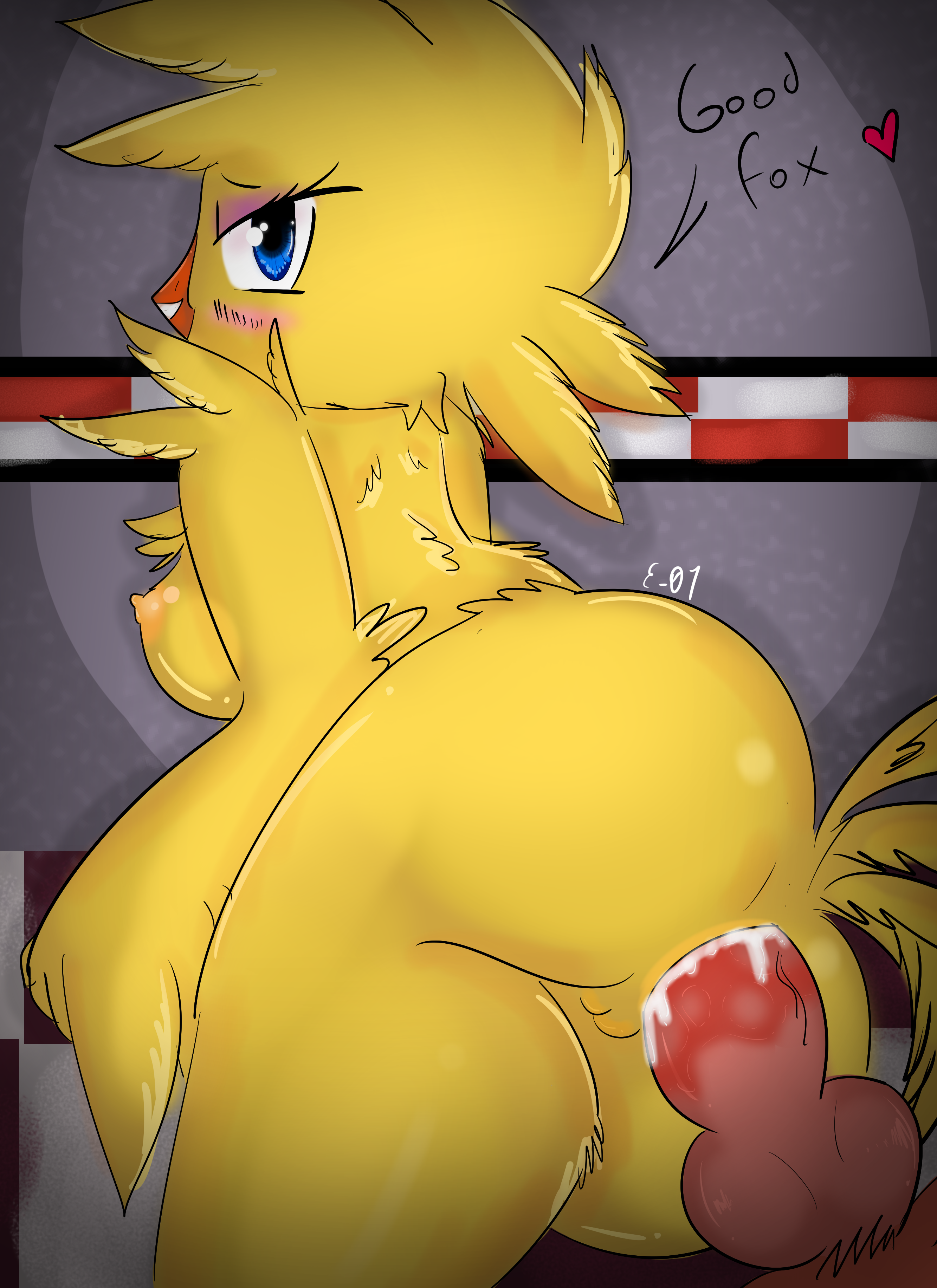 e-01, toy chica (fnaf), 2017, simple background, anal, anal sex, animal gen...