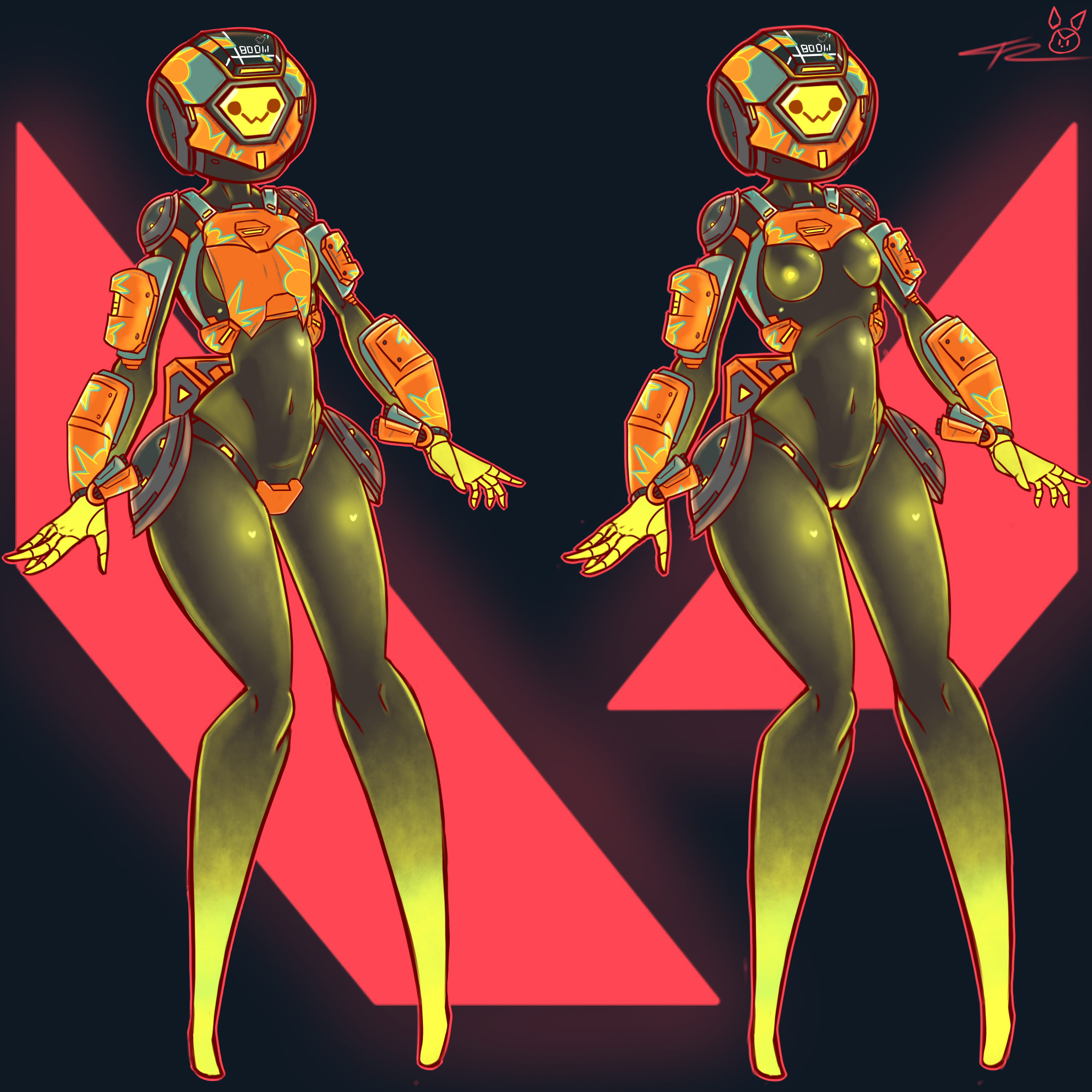 valorant, 2020, absurd res, hi res, alternate species, boom bot (valorant), breasts, female, full-length portrait, genitals, humanoid, humanoidized, justnyarla, machine, nipples, not furry, off/on, portrait, pussy, robot, robot humanoid, solo, standing, wide hips, 
