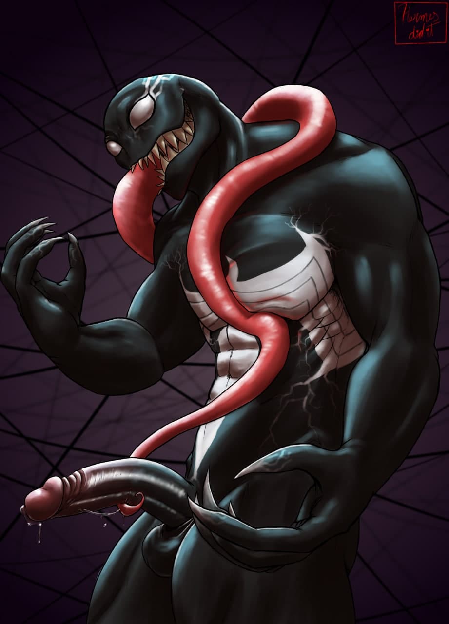 <b>venom</b> (marvel), marvel, hi res, abstract background, alien, anthro, balls, ...