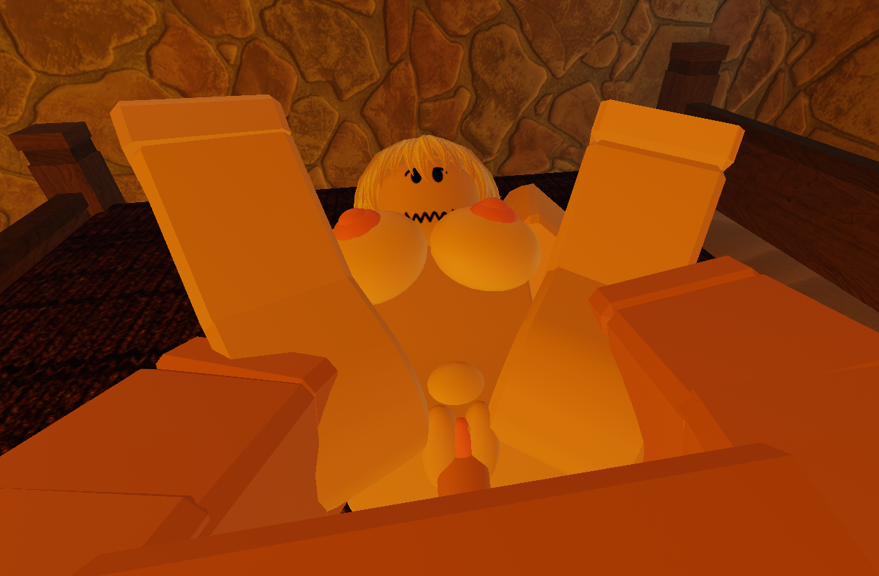 roblox, bed, blonde hair, gloves, hair, monitor, motel room, normal breasts...