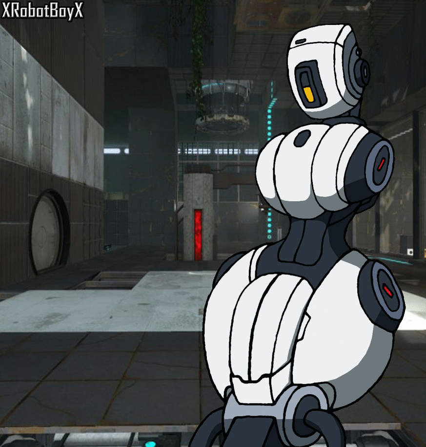 glados, portal (series), animated, cum, disembodied penis, green cum, penis, robot, robot girl, vagina, xrobotboyx, 