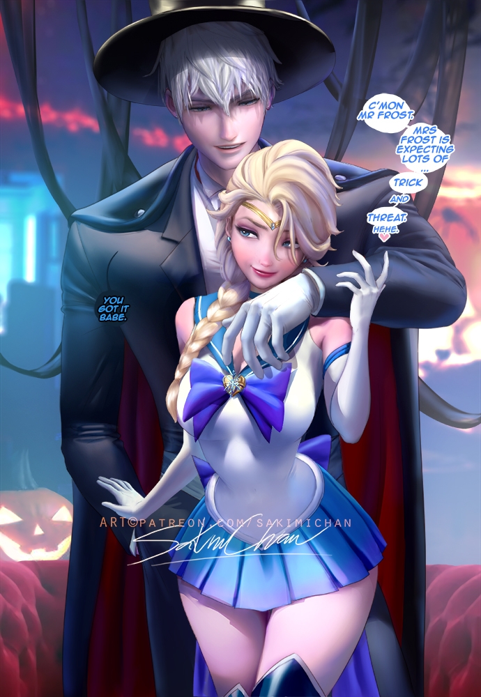 anna (frozen), elsa (frozen), jack frost, kristoff (frozen), sailor moon, disney, halloween, rise of the guardians, couple, disney princess, frozen (film), jelsa, kristanna, sex, sexy, 