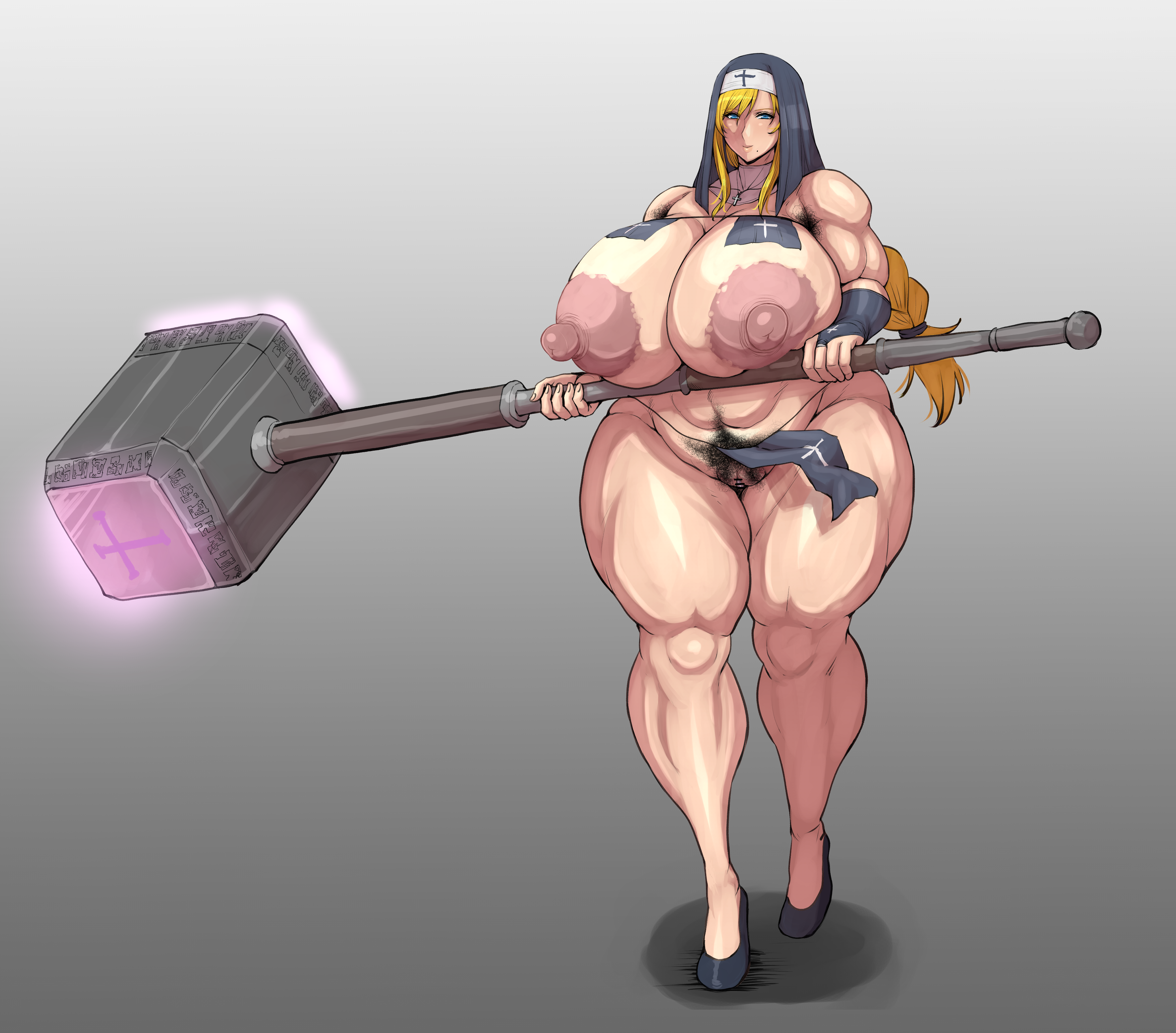 1female 1girl 1girls abs arm_gloves armpit_hair armwear bar_censor barely_clothed barely_covered battle_stance biceps big_nipples black_pubic_hair blank_background blonde blonde_female blonde_hair blonde_hair_female blue_eyes blue_eyes_female breast_curtains breasts breasts_bigger_than_head breasts_bigger_than_torso bushy_pubes calves censor_bar censored censored_clitoris censored_genitalia censored_pussy censored_vagina confident confident_female confident_smile cross_necklace dark_areola dark_areolae dark_nipples enormous_breasts enormous_thighs eyes_open facing_viewer fat_breasts female female_armpit_hair female_focus female_only female_pubic_hair fighting_pose fighting_stance footwear gigantic_areola gigantic_areolae gigantic_breasts gigantic_thighs gradient_background gray_background grey_background hairy_armpits hairy_pussy hammer heels high_heels holding holding_hammer holding_object holding_weapon huge_areola huge_areolae huge_breasts huge_nipples huge_thighs huge_tits ineffective_clothing large_areola large_areolae large_breasts large_nipples large_thighs large_tits legwear loincloth looking_at_viewer massive_areolae massive_breasts massive_nipples massive_thighs massive_tits mole mole_(marking) mole_under_mouth mostly_nude mostly_nude_female musclegut muscular muscular_legs muscular_thighs nun nun's_habit nun_habit nun_hat nun_outfit oc open_eyes original original_character outdoor_nudity outdoors outdoors_nudity outside partially_clothed partially_clothed_female pink_areola pink_areolae pink_nipples plump plump_breasts pointless_clothing ponkotsuu pose posing pubes pubes_exposed pubic pubic_hair pubic_hair_peek pubic_mound puffy_areola puffy_areolae puffy_nipples pussy pussy_hair revealing revealing_clothes revealing_clothing revealing_outfit simple_background sister_helena_(ponkotsuu) skimpy skimpy_clothes skimpy_outfit smile smile_at_viewer smiling smiling_at_viewer solo solo_female solo_focus standing standing_position staring staring_at_viewer stockings thick thick_breasts thick_female thick_thighs thigh_highs thighhighs thighs_bigger_than_head thighs_bigger_than_torso thunder_thighs thunderthighs toned_legs undersized_clothes useless_clothing variant variant_set voluptuous voluptuous_body voluptuous_female wardrobe_malfunction warhammer_(weapon) weapon white_armwear white_legwear white_stockings white_thigh_highs white_thighhighs