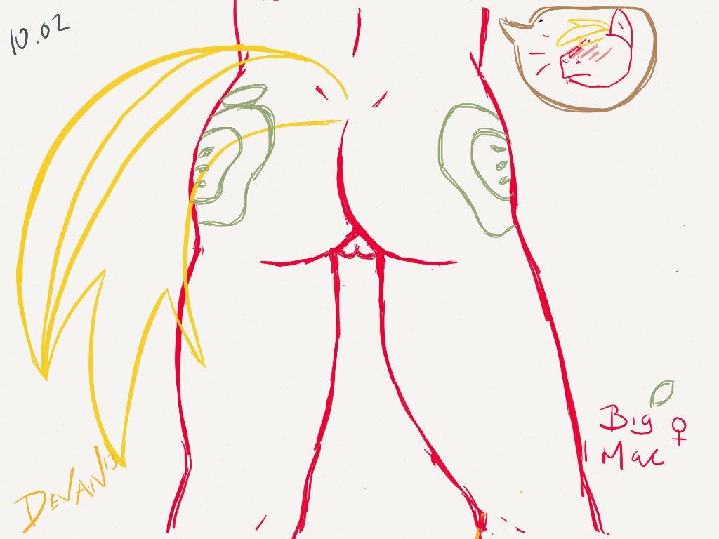 pinkequestria, big macintosh, friendship is magic, my little pony, color, rule 63, white background, anthro, ass, back view, close up, cutie mark, earth pony, equine, female, female only, fur, furry, furry ass, mammal, nude, solo, standing, tail, 