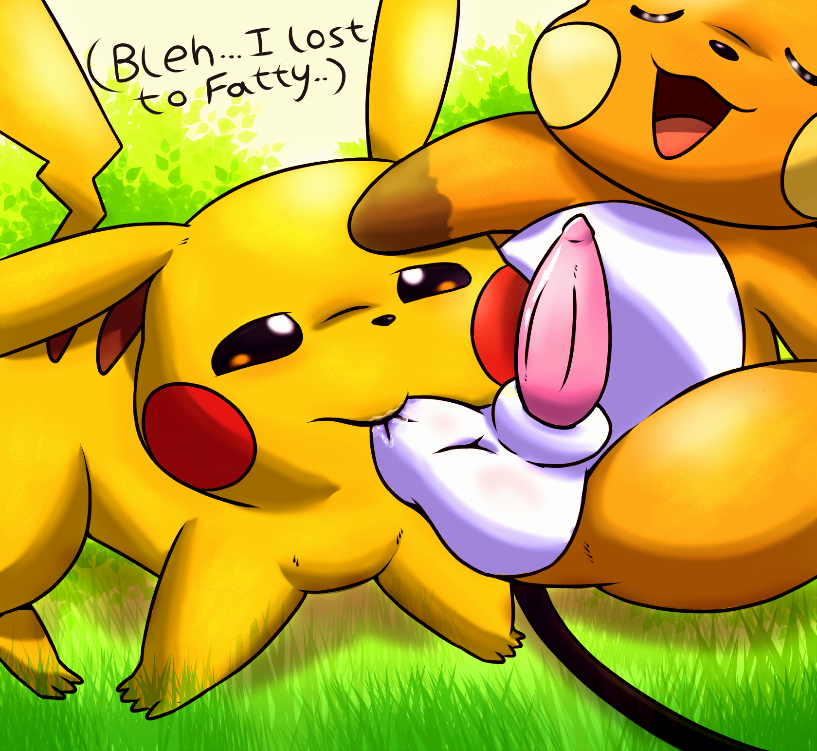 <b>pikachu</b>, raichu, nintendo, english text, hi res, text, animal genitalia, an...