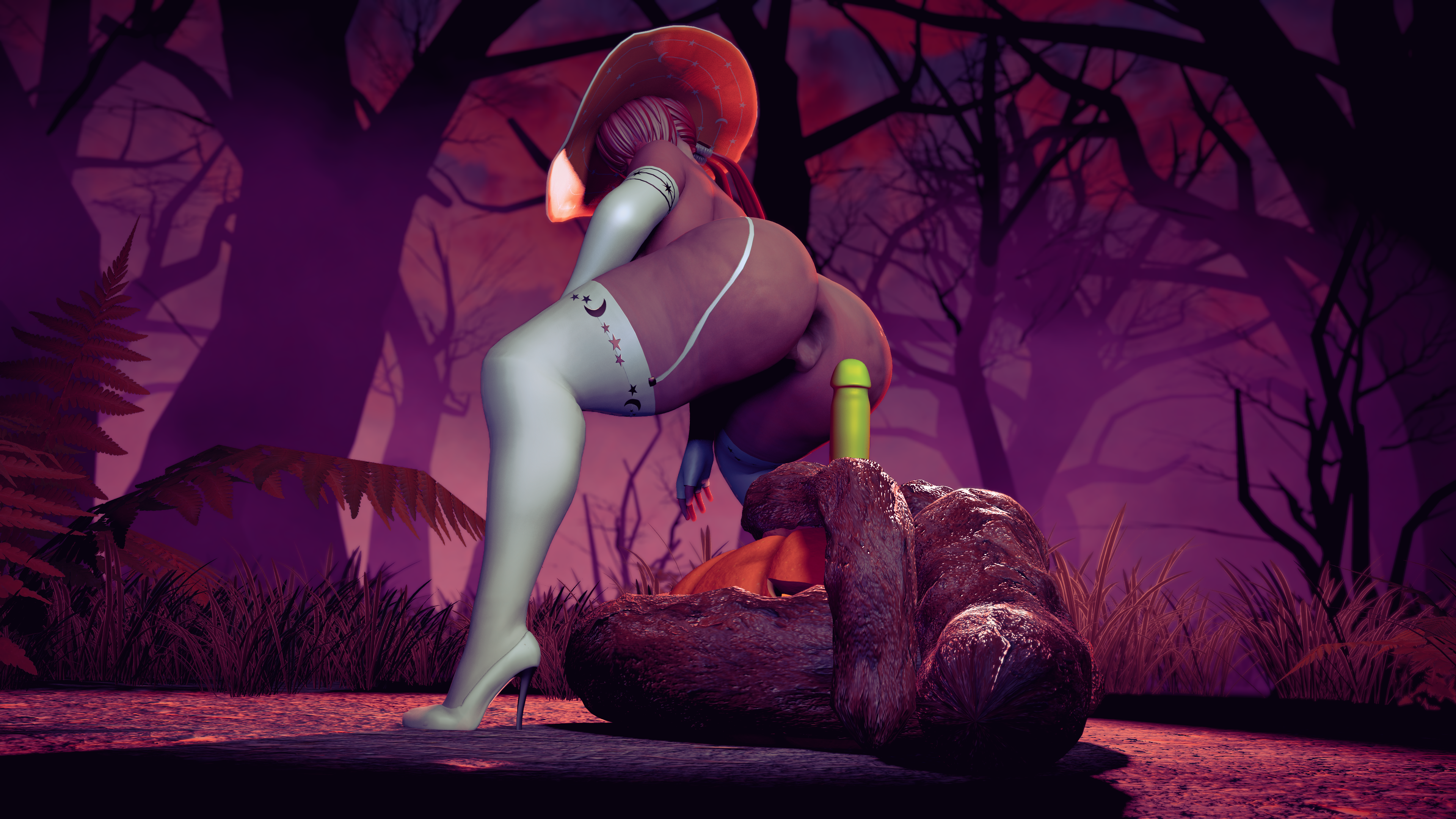 3d 3d_model anal anus ass ass_focus breasts curvy dildo dildo_in_ass female forest gaping_anus halloween halloween_costume huge_ass huge_breasts king_of_fighters pumpkin scat shermie_(kof) shit spread_anus superdougie thick_thighs turd voluptuous wide_hips witch_costume witch_hat