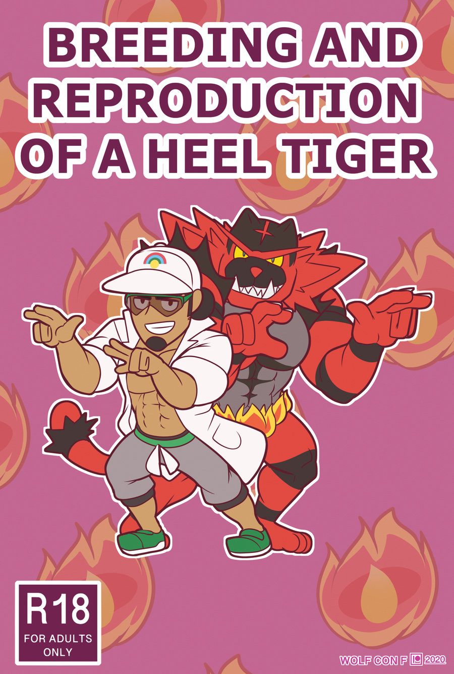 wolf con f, incineroar, kukui (pokemon), tagme, 2boys, chibi, cover, pokemon, 