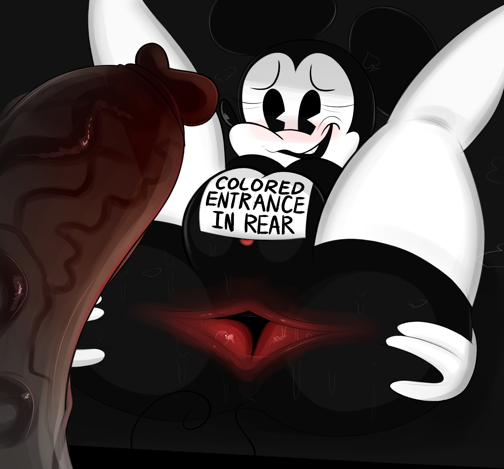 anal anal_suggest anthro anus ass black_background black_body black_fur clothing countershading female fur gloves handwear hi_res imminent_anal legwear lying mammal minnie_mouse mouse multicolored_body multicolored_fur murid murine on_back ota_(artist) raceplay rodent simple_background solo spread_anus spread_legs spreading thick_thighs thigh_highs two_tone_body two_tone_fur white_body white_clothing white_countershading white_fur white_gloves white_handwear white_legwear white_thigh_highs