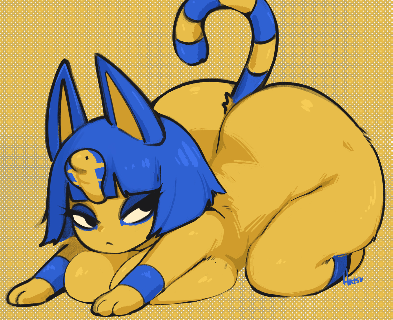 hatsumiilkshake, ankha, animal crossing, ass, breasts, 