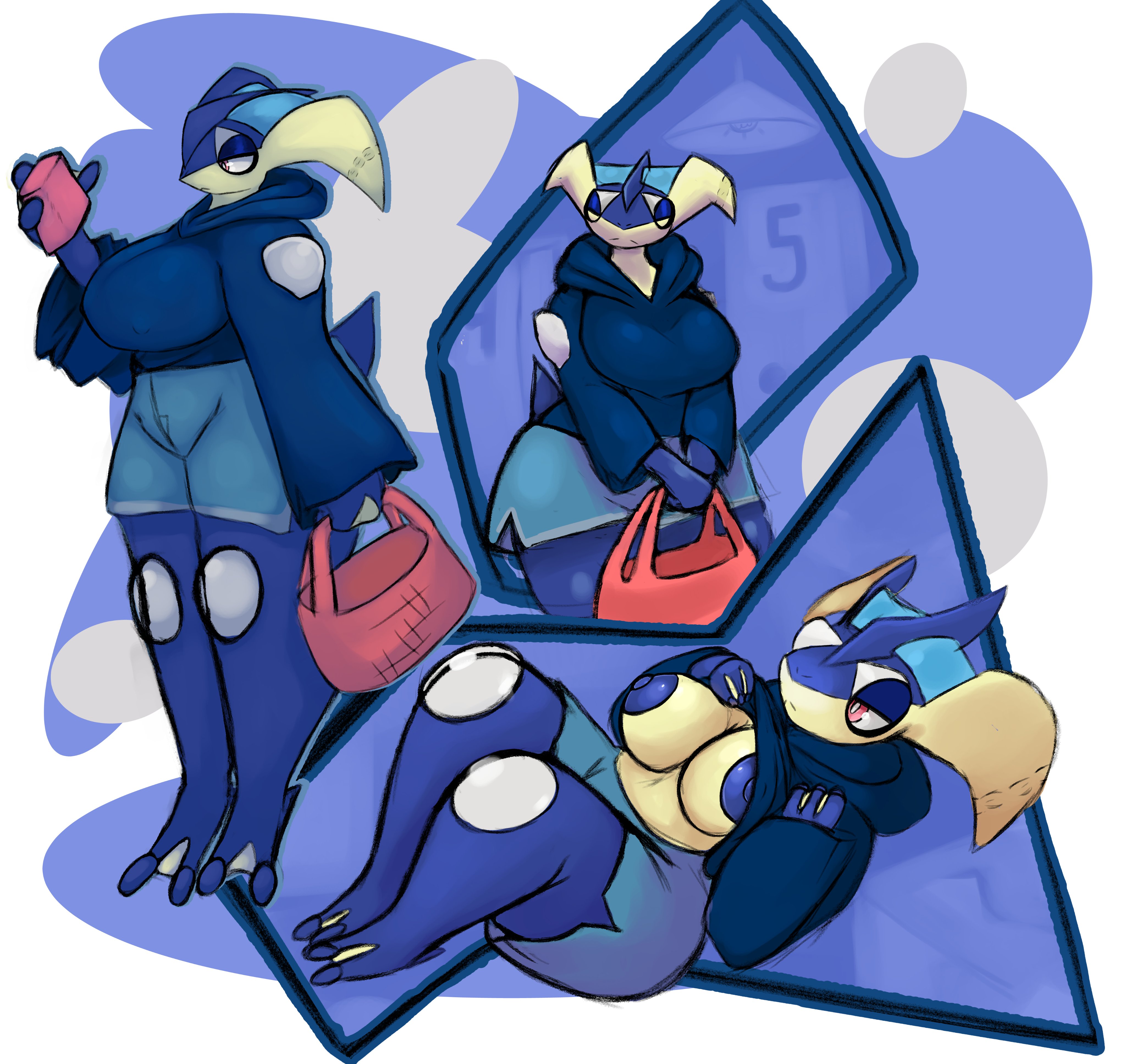 artesjsc, greninja, big breasts, breasts, female, pokemon, thick thighs, wide hips, 