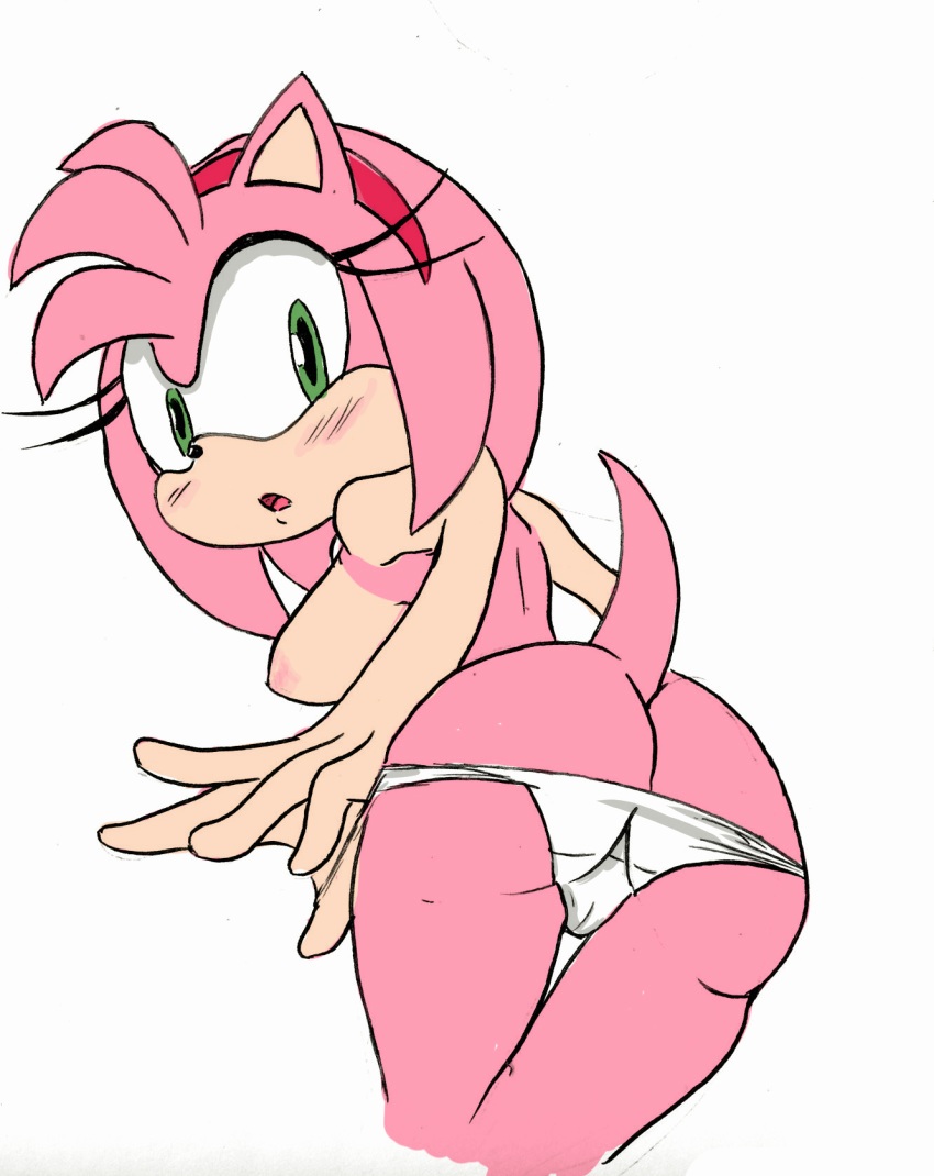 amy rose, sonic (series), panties, pink fur, pink hair.