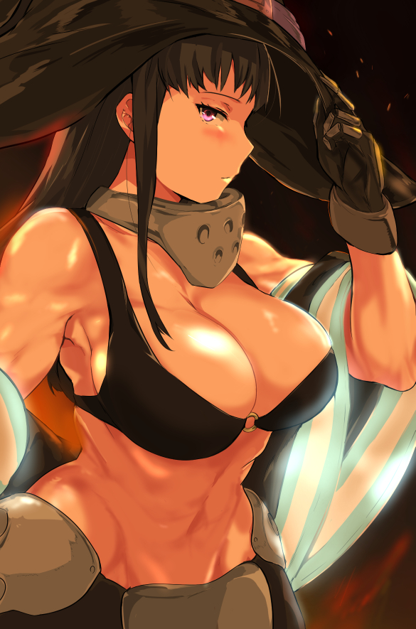 enen no shouboutai, fire force, 1girls, abs, big breasts, black hair, breas...