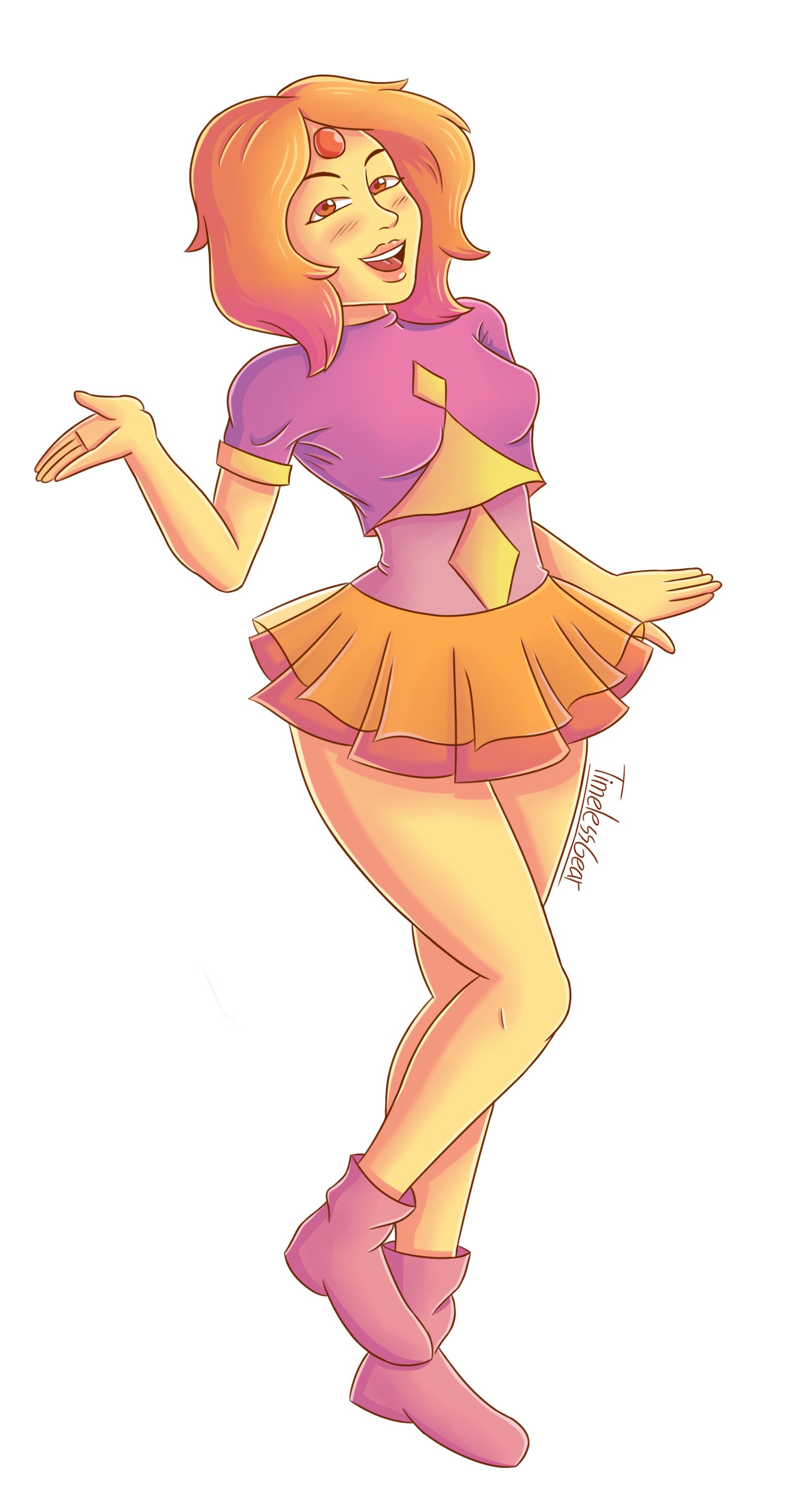 timelessgear, oc, original character, steven universe, tagme, 1girls, female, orange eyes, orange hair, orange skin, 