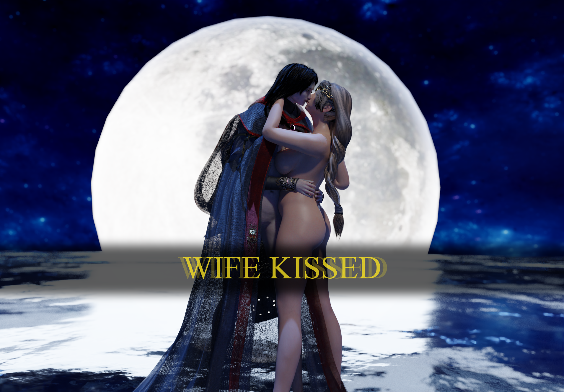 fromsoftware, english text, 2girls, big ass, canon couple, cute, elden ring, female, female only, just another lesbian 1586, kissing, nude female, queen marika the eternal, rennala queen of the full moon, wholesome, wife and wife, yuri, 