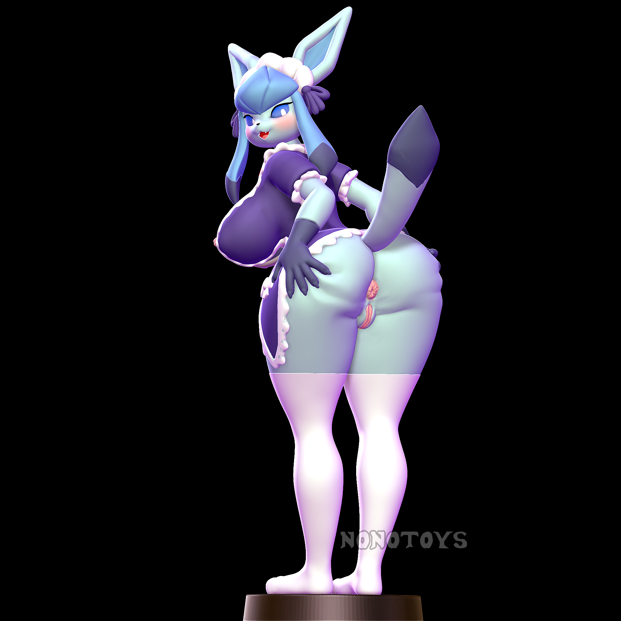 1:1 1girls 2024 2024s 3d 3d_modeling 3d_print anthro anus artist_name artist_signature ass ass_grab big_ass big_breasts big_butt black_background blue_eyes blue_sclera breasts butt_grab clothing digital_media_(artwork) dress eeveelution female female_focus female_only footwear furry furry_female game_freak gen_4_pokemon generation_4_pokemon genitals glaceon hand_on_ass hand_on_butt hi_res looking_at_viewer maid_dress maid_uniform multicolored_body nintendo nonotoys pinup pokemon pokemon_(franchise) pokemon_(game) pokemon_(species) pokemon_dppt pokémon_(species) pose presenting pussy raised_tail signature simple_background smile socks solo stage tail uniform white_pupils
