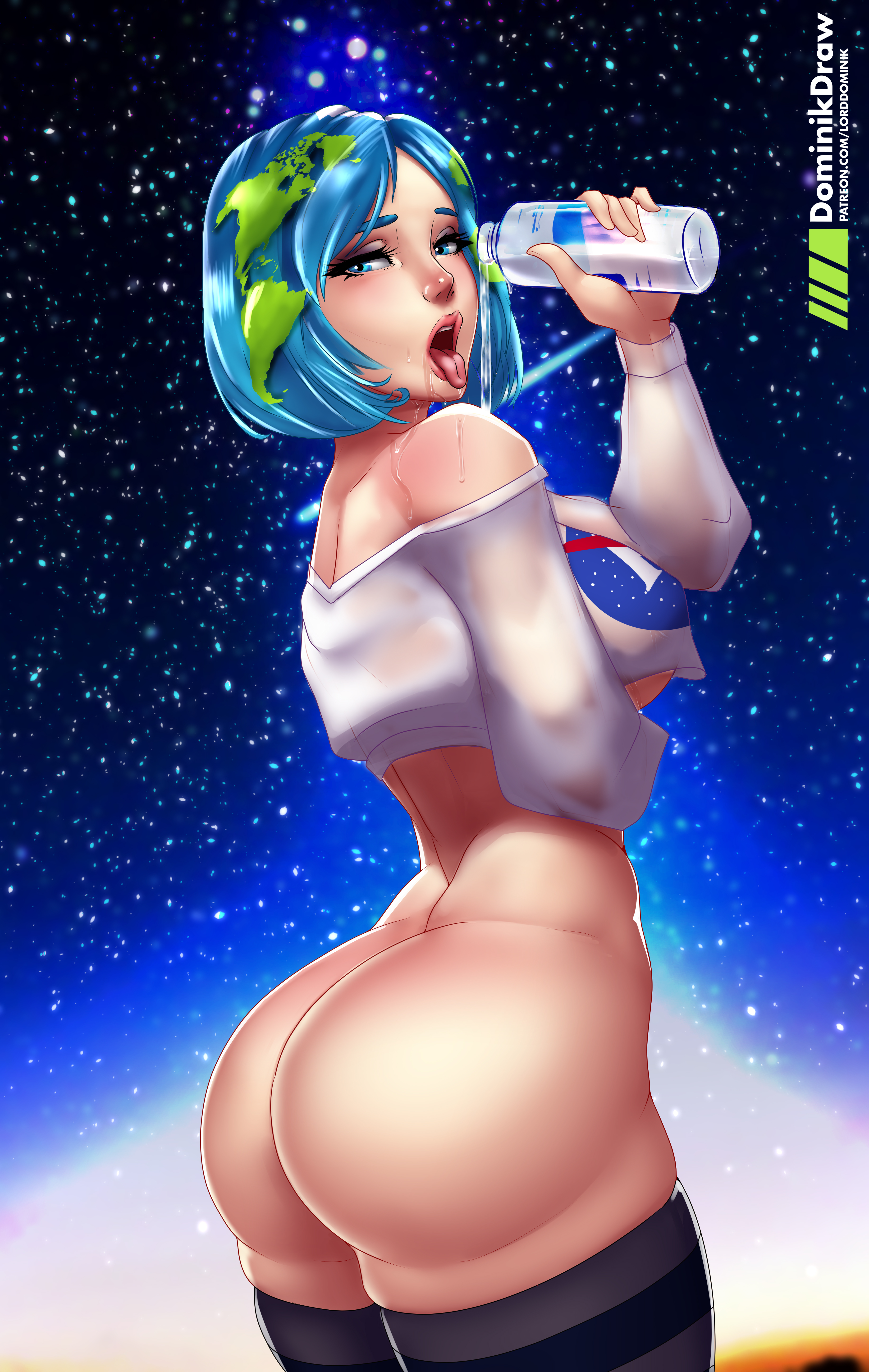 lord dominik, earth-chan, 1girls, ass, big ass, bottomless, dat ass, female...