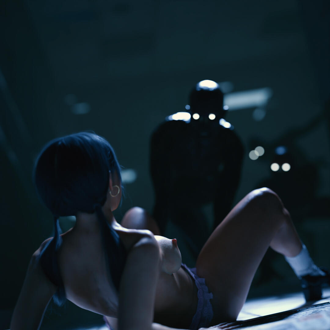 3d, 1girls, 2023, 3boys, asian, asian female, female, generator (artist), group, indoors, large breasts, male, male monster, multiple boys, topless, 