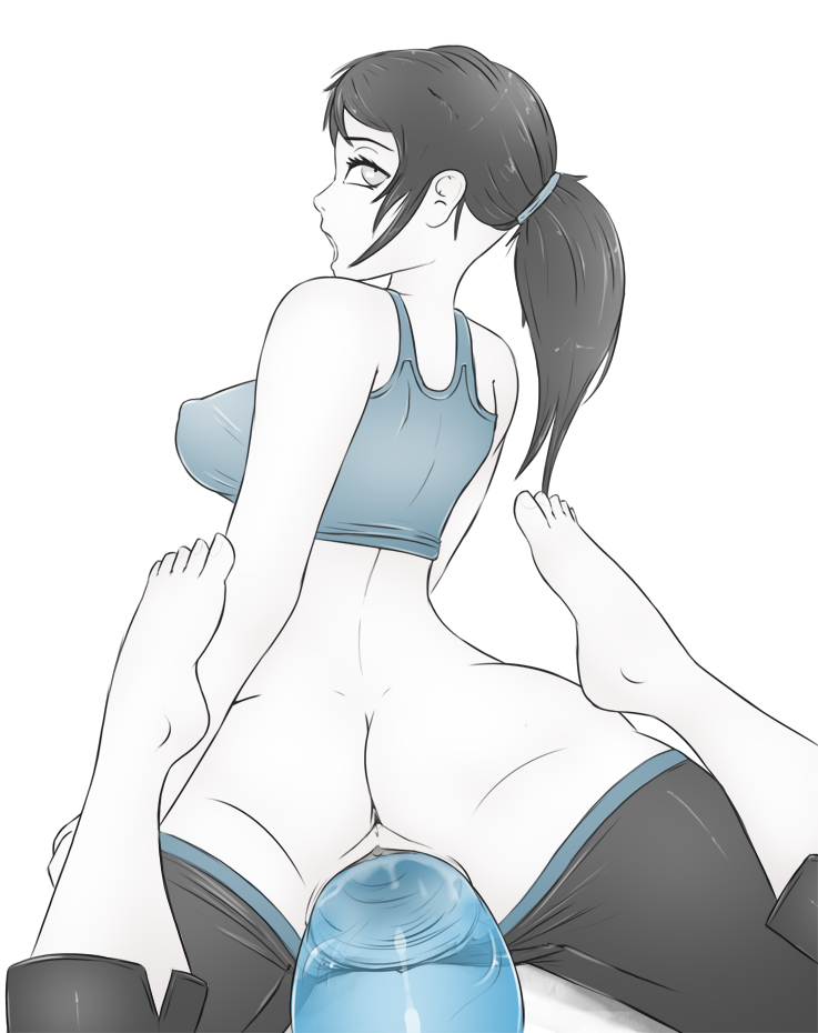impracticalart, wii fit trainer, wii fit, black hair, dildo, penetration, ponytail, tied hair, toy, vaginal penetration, 