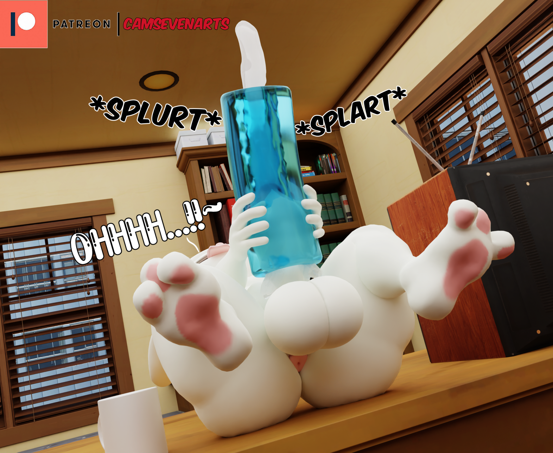 2023 3_toes 3d anthro anus artist_name ass balls balls_deep big_ass big_balls big_butt big_penis bodily_fluids camseven cum cumshot curling_toes desk detailed_background digital_media_(artwork) ejaculation erection feet fur furniture gay genital_fluids genitals hi_res holding_object holding_penetrable_sex_toy holding_sex_toy inside lagomorph legs_up leporid lying male male_anthro male_only mammal masturbation max_(sam_and_max) moan office on_back on_desk onomatopoeia open_mouth paws penetrable_sex_toy penetration penile penile_masturbation penile_penetration penis pink_anus rabbit sam_and_max sex_toy solo sound_effects splurt table teapot_(body_type) text toes tongue tongue_out white_body white_fur wide_hips