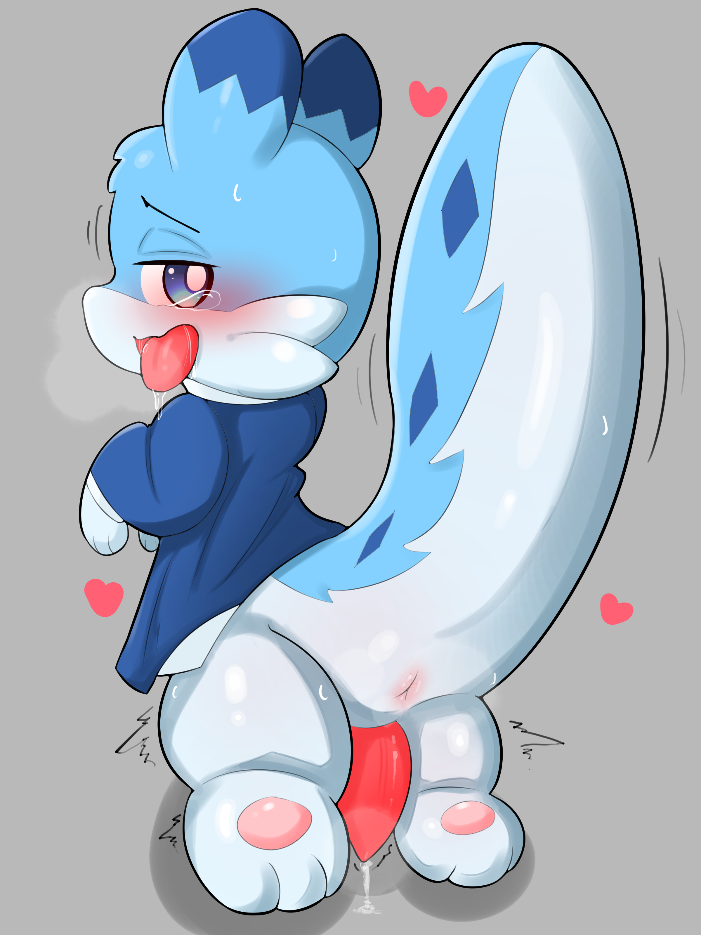 2024 absurd_res anthro anus ass blue_body blue_clothing blue_eyes blue_fur blue_markings blue_shirt blue_topwear blush bodily_fluids bottomless cheek_tuft chillet chillet_(palworld!_more_than_just_pals) clothed clothing digital_media_(artwork) drooling ear_markings erection facial_tuft fur genital_fluids genitals heart_symbol hi_res kneeling looking_back male mammal markings mieun motion_lines multicolored_body multicolored_fur mustelid narrowed_eyes open_mouth pal_(species) palworld palworld!_more_than_just_pals partially_clothed pawpads paws penis pocketpair precum presenting presenting_hindquarters raised_tail rear_view red_penis saliva school_uniform shirt shirt_only simple_background solo steam sweat sweater tail tapering_penis tears tongue tongue_out topwear topwear_only tuft two-tone_body two-tone_fur uniform