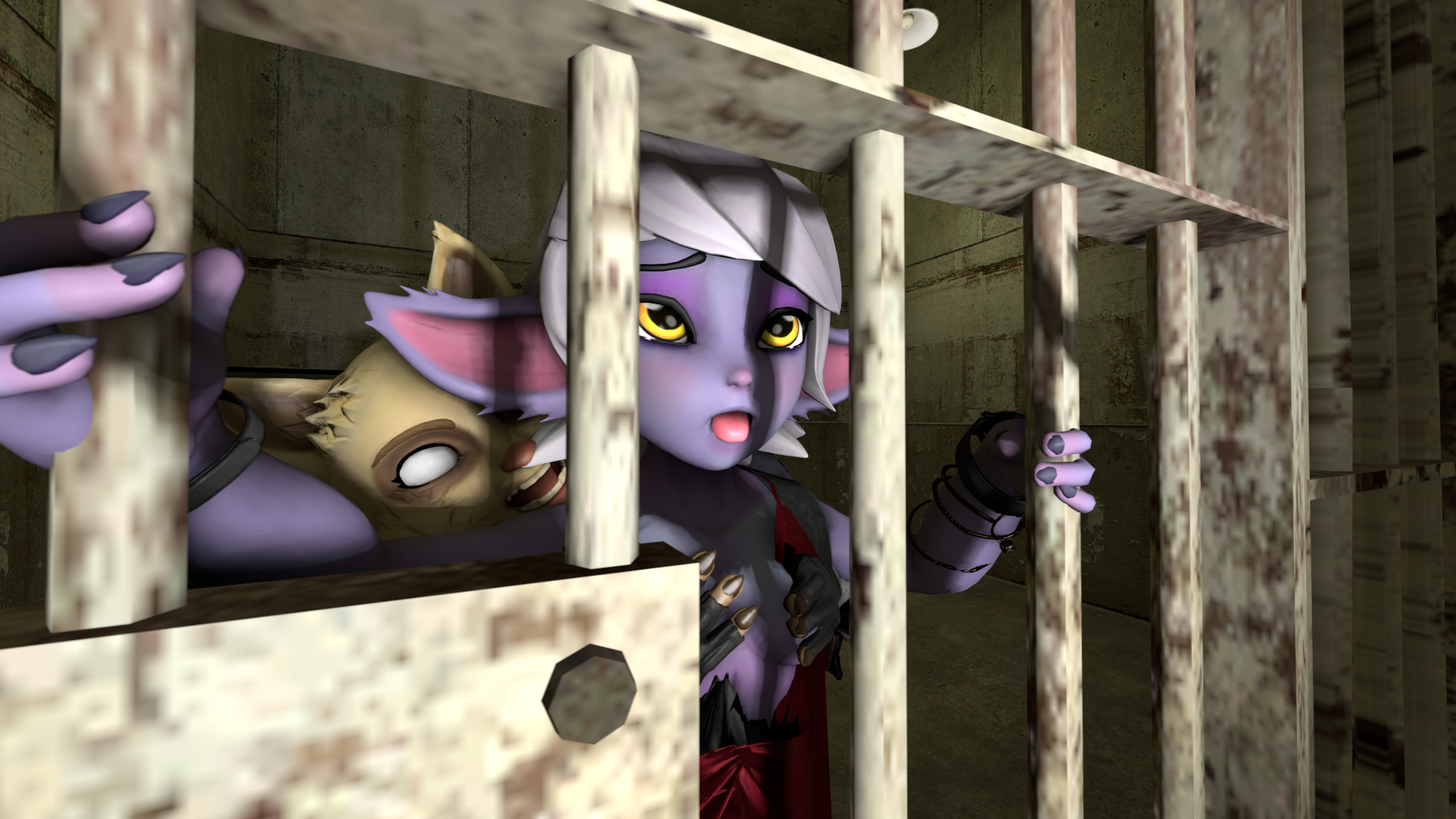 jayhog1992, teemo, tristana, yordle, league of legends, resident evil 2 remake, boob grope, cosplay, fondling, jail cell, roleplay, trapped, zombie, 