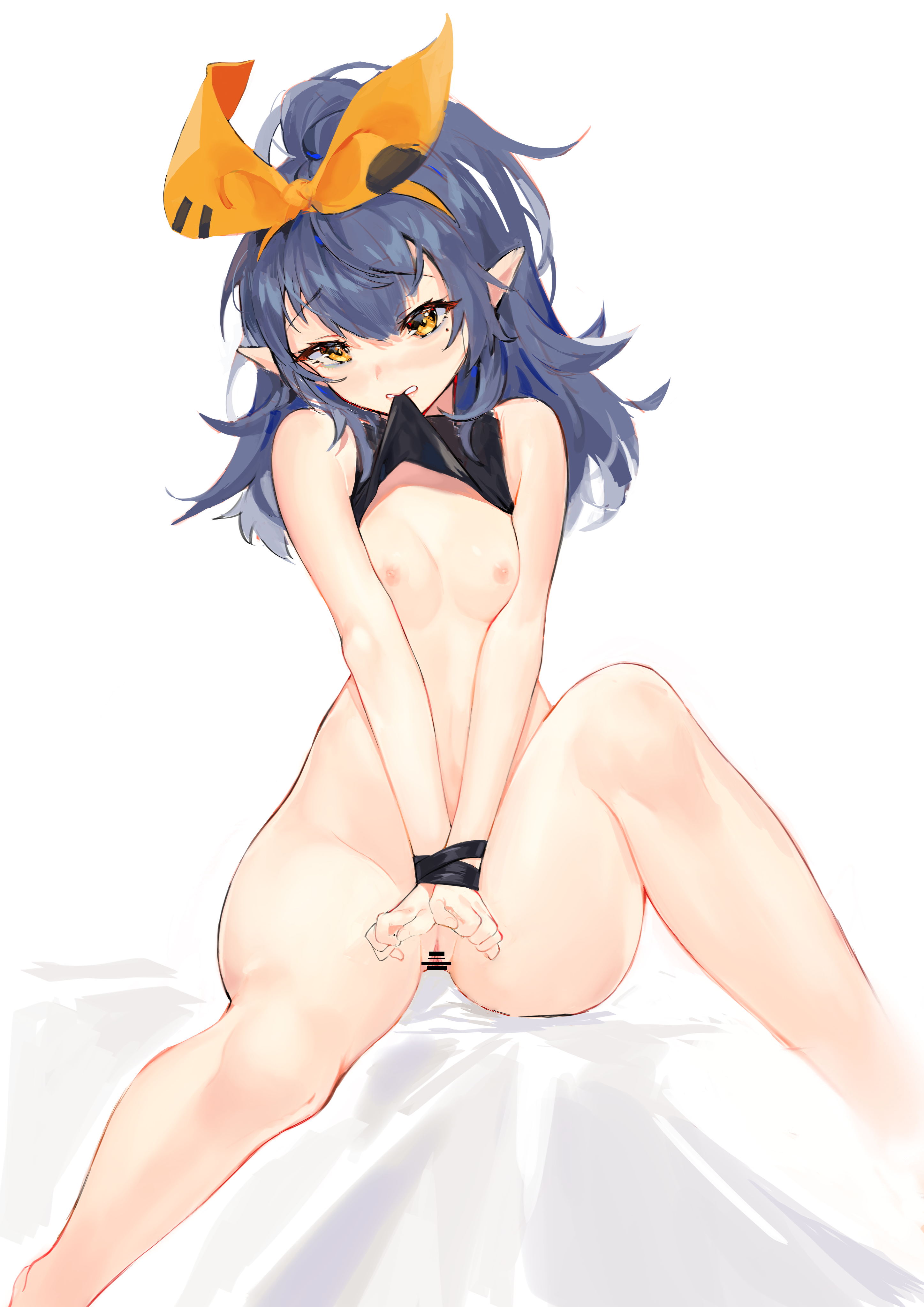 censored, iiiroha, nipples, pointy ears, pussy, 