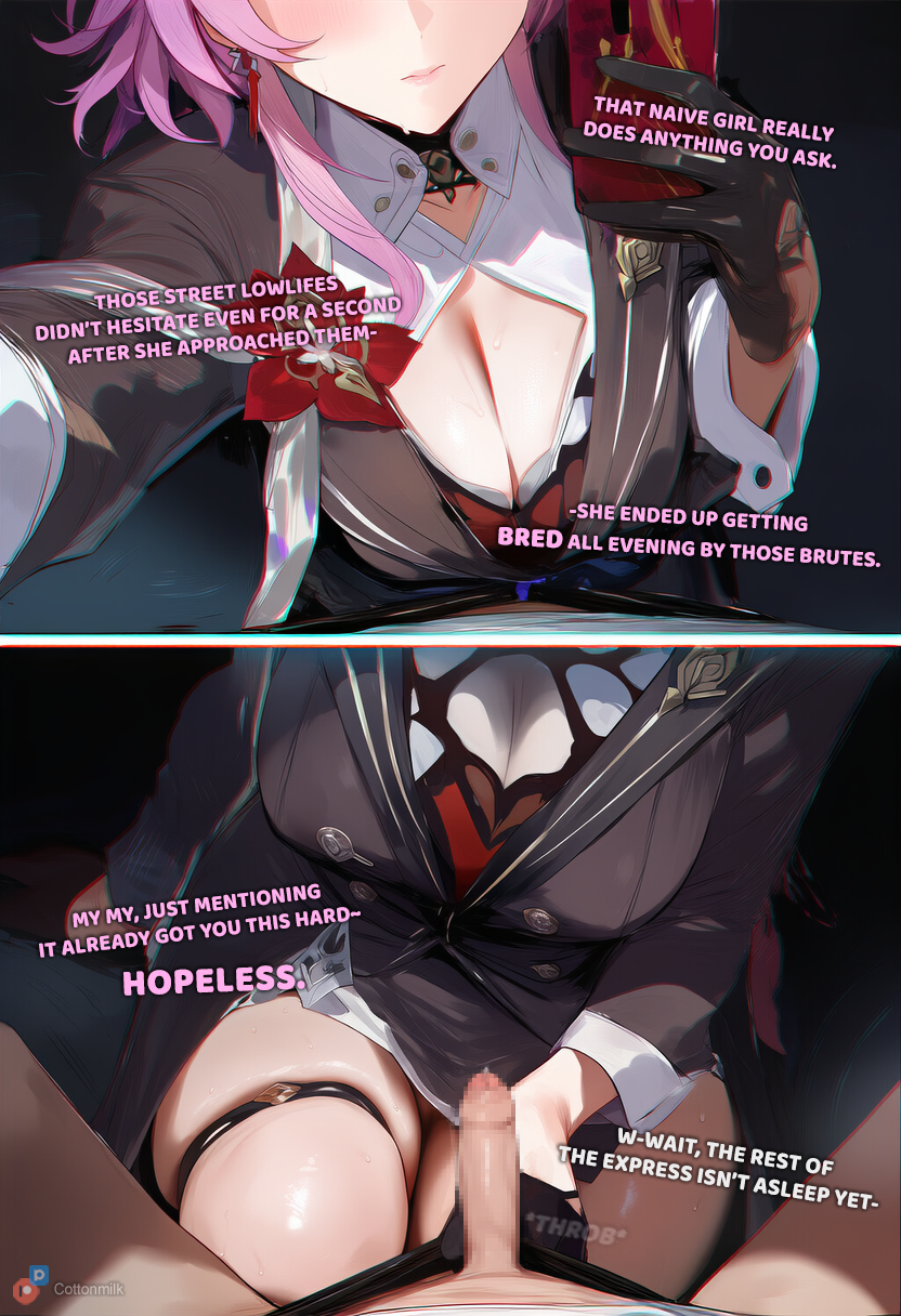 1boy 1boy1girl 1girl 1girls ai_generated bed big_breasts breasts caelus_(honkai:_star_rail) censored cottonmilk cropped_torso cuckold dialogue emotionless evernight_(honkai:_star_rail) eyes_out_of_frame femdom foreskin gloves holding_object holding_phone honkai:_star_rail leaking_cum leaking_precum lips march_7th_(honkai:_star_rail) neutral_expression ntr onomatopoeia pink_hair pov precum precum_drip pulling_down_pants small_penis sweat teasing thigh_strap thighs trailblazer_(honkai:_star_rail) uncircumcised uncut undressing_another