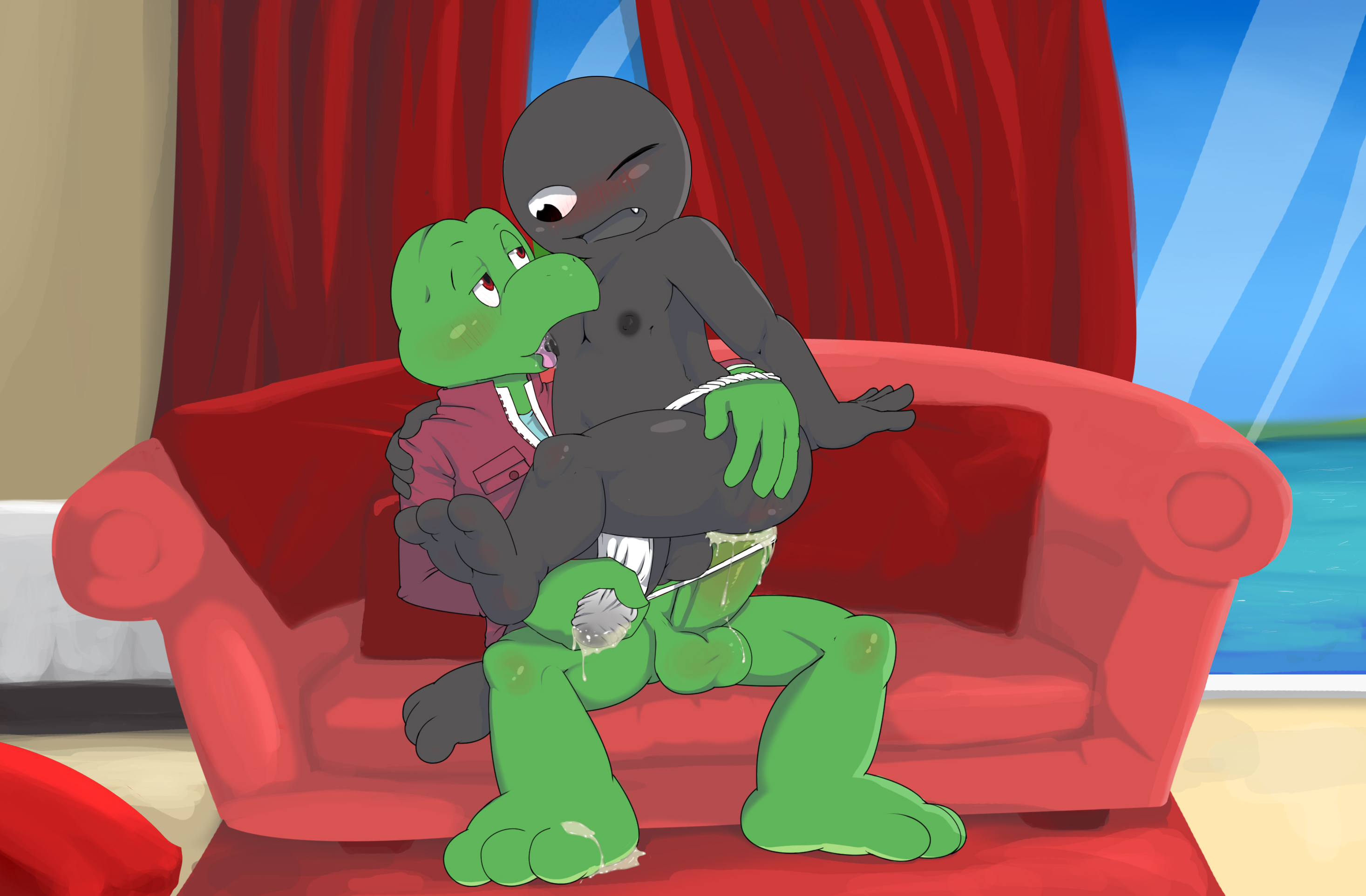 redemption3445, brask vovik, ket ralus (character), tortavi, nerond, anal, balls, clothing, cum, feet, fundoshi, male, nipples, penis, reptile, scalie, sex, turtle, underwear, yaoi, 