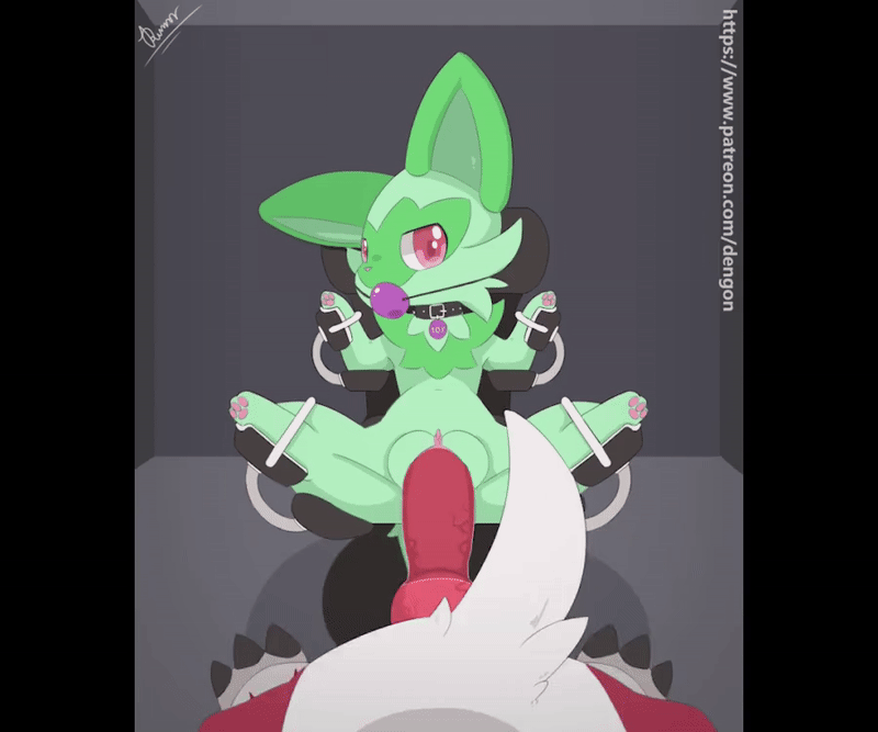 1boy 1girls 2d 2d_(artwork) 2d_animation animated anthro anthro_on_feral ball_gag canine_penis closing_eyes dengon female feral gagged knot knotting lycanroc male male/female missionary_position penis pokemon pussy restrained sex size_difference smaller_female sprigatito standing stomach_bulge straight tagme vaginal vaginal_penetration vaginal_sex vulva