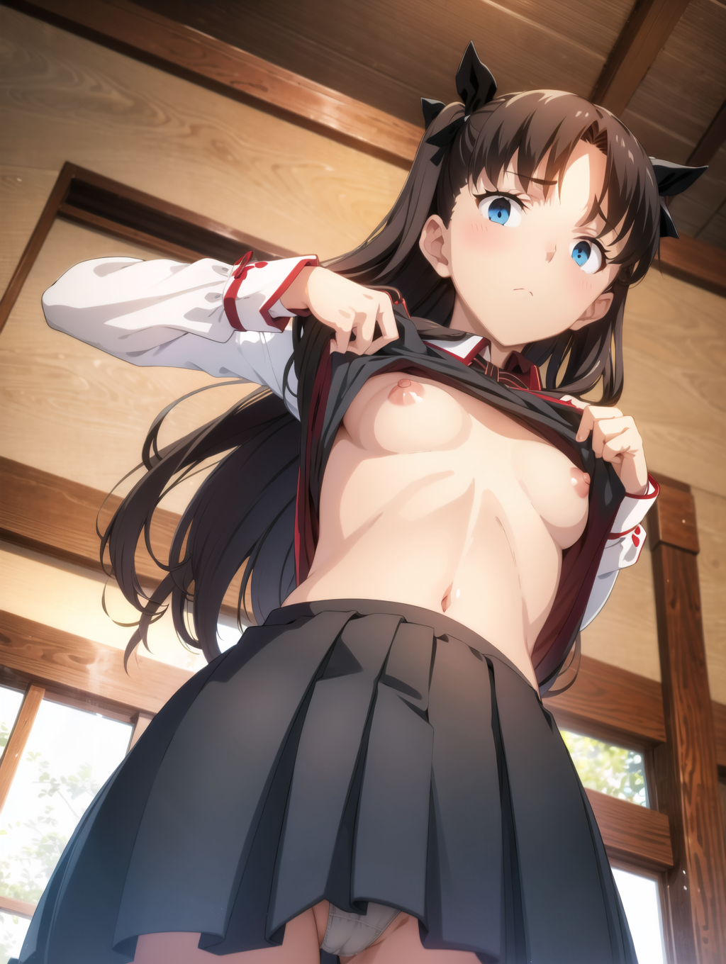 tohsaka rin, <b>fate</b>/<b>stay</b> <b>night</b>, <b>fate</b> (series), ai generated, ass, black hair,...