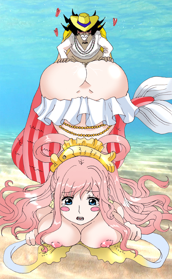 shirahoshi, vander decken ix, one piece, ass, large breasts, mermaid, rape,...