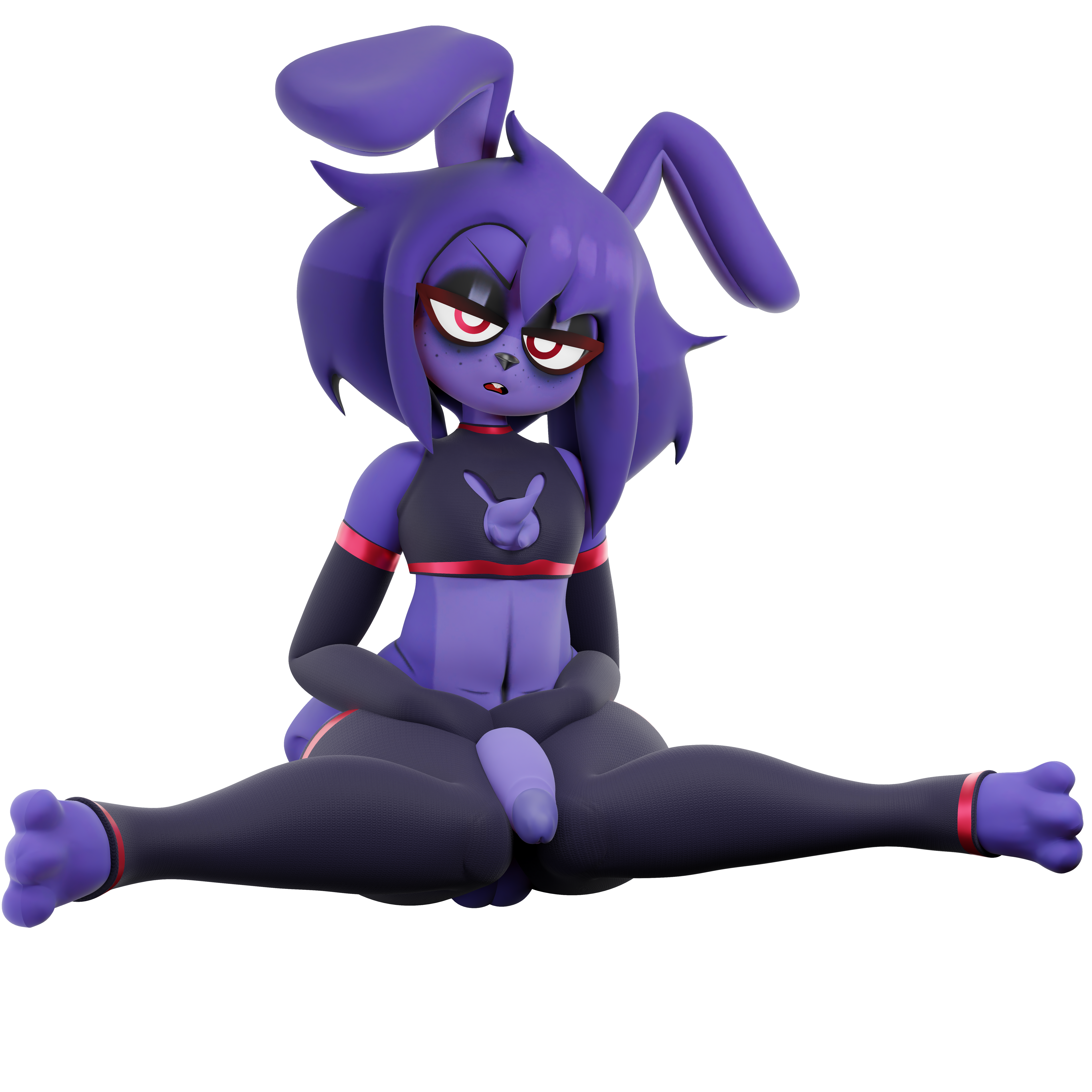 1:1 3d_(artwork) absurd_res alpha_channel anthro armwear big_penis bonnie_(fnaf) buckteeth chest_tuft clothing crop_top digital_media_(artwork) elbow_gloves erection femboy five_nights_at_freddy's genitals gloves handwear hi_res humanoid_genitalia humanoid_penis jordevoir_(artist) lagomorph legwear leporid male mammal open_mouth penis rabbit red_eyes scottgames shirt sitting solo teeth thick_thighs thigh_highs topwear tuft wide_hips