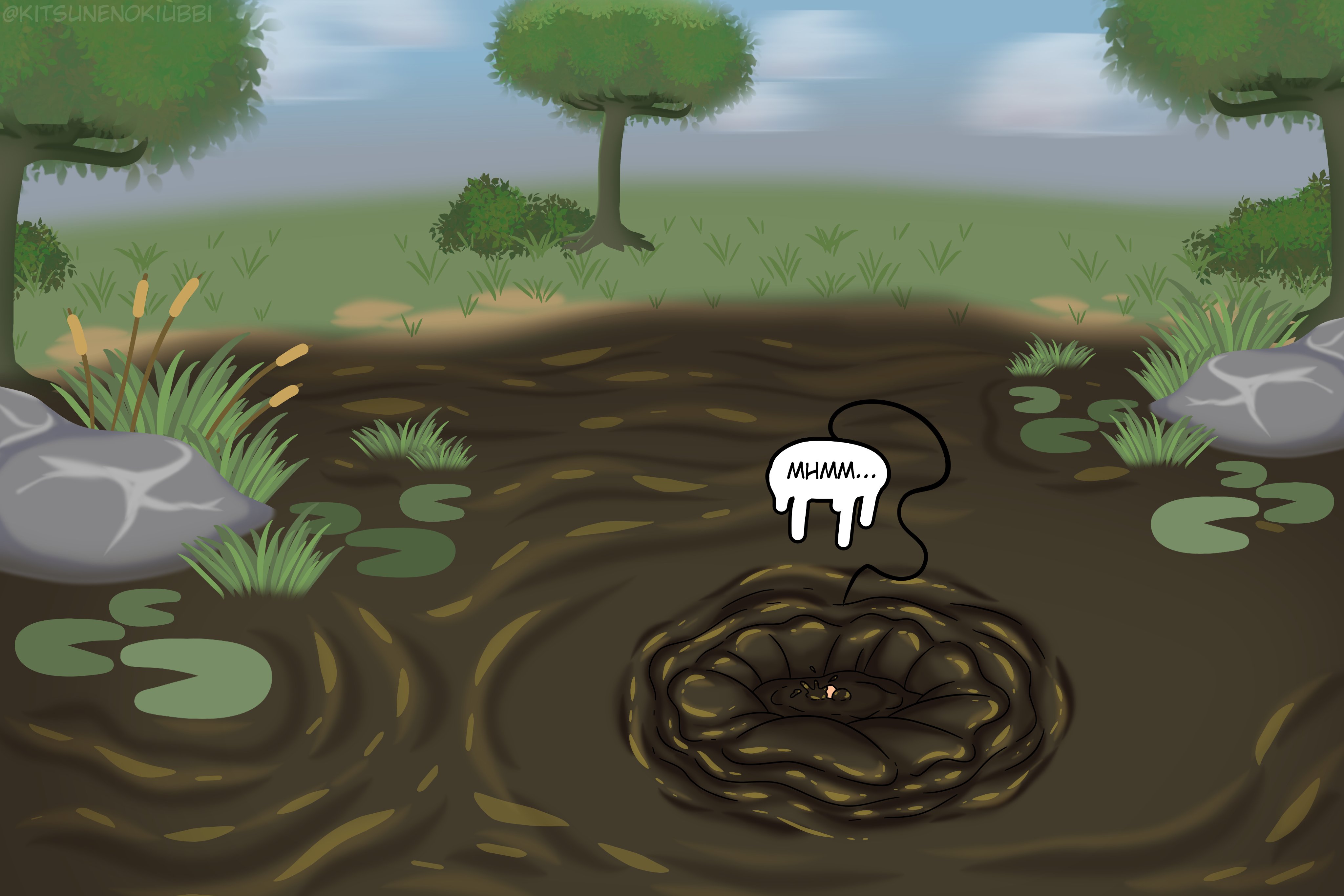 purah, nintendo, the legend of zelda, 1girls, kitsunenokiubbi, mud, mud pit, quicksand, sinking, tears of the kingdom, 