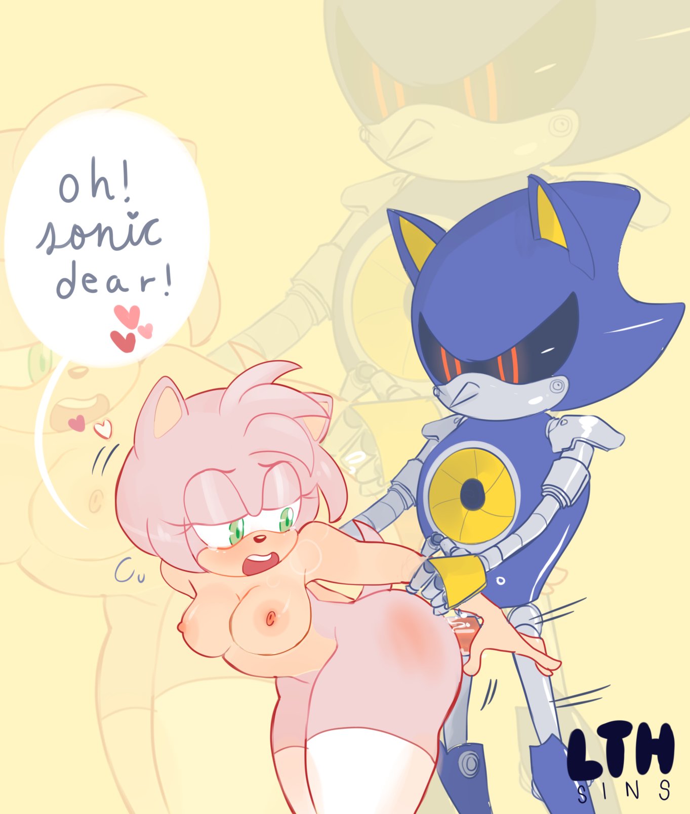 lthsins, amy rose, metal sonic, sonic (series), arm grab, arms behind back,...